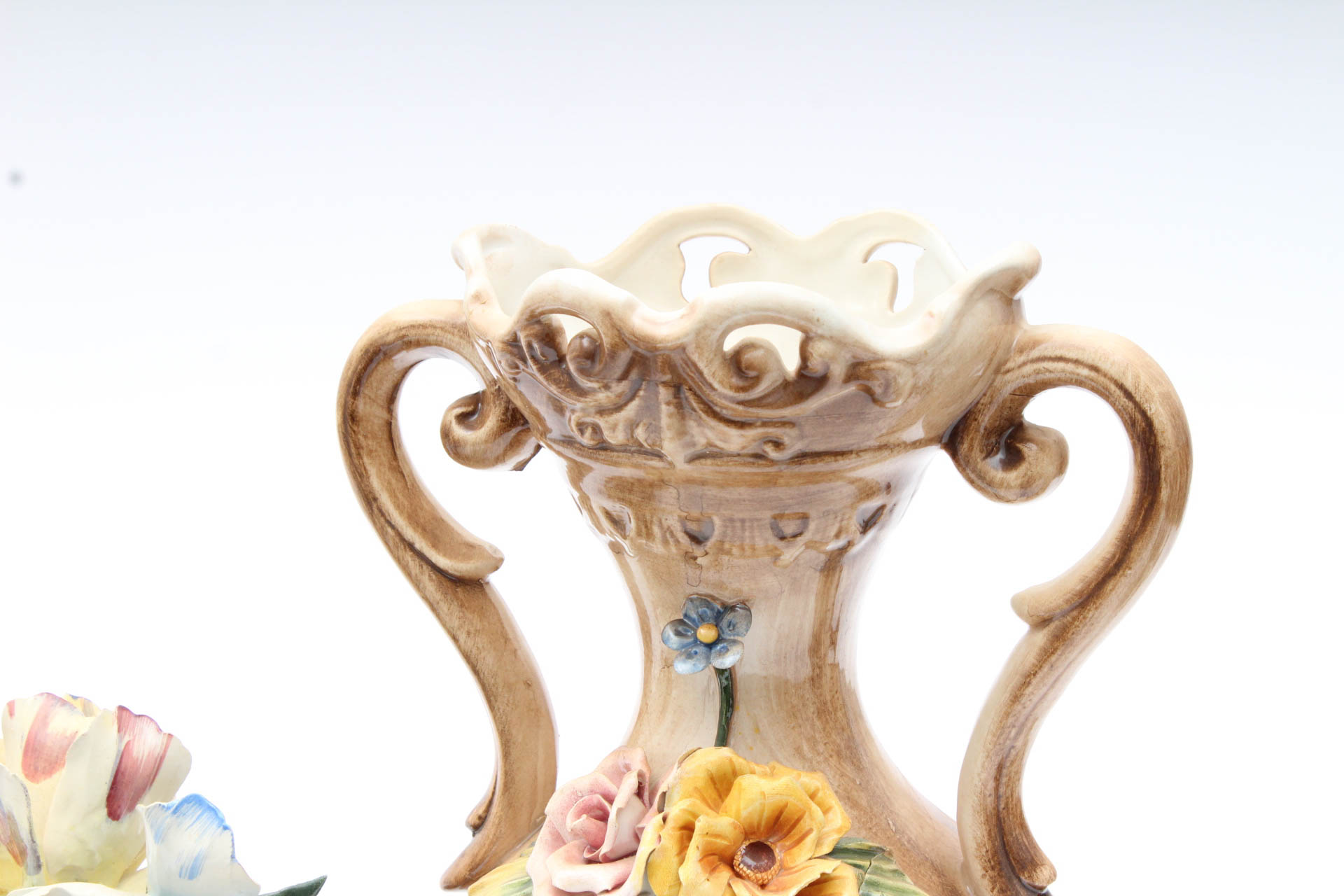 Capodimonte Porcelain Vase and Flower Arrangement