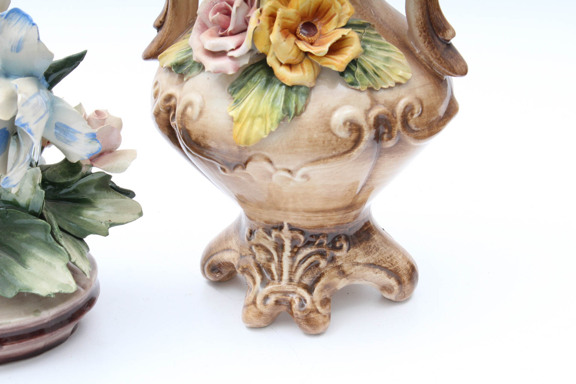 Capodimonte Porcelain Vase and Flower Arrangement