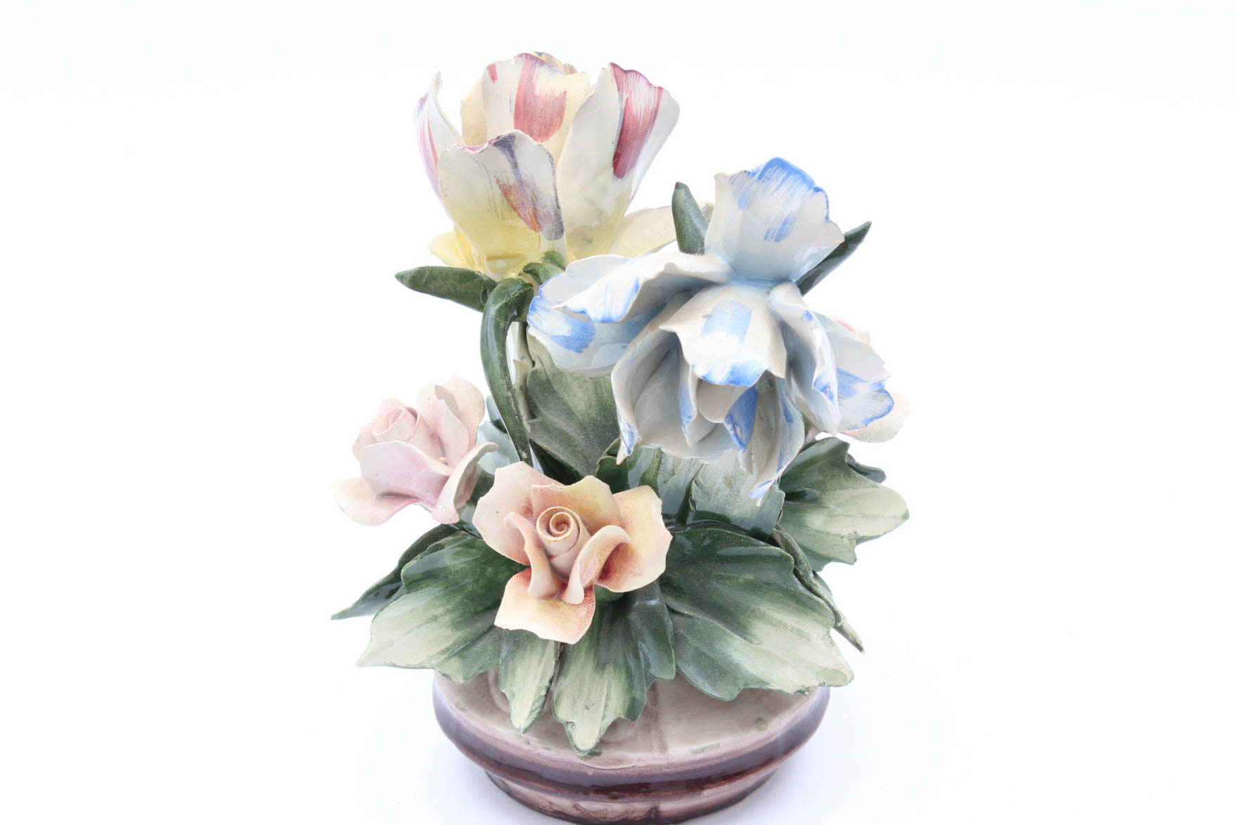 Capodimonte Porcelain Vase and Flower Arrangement