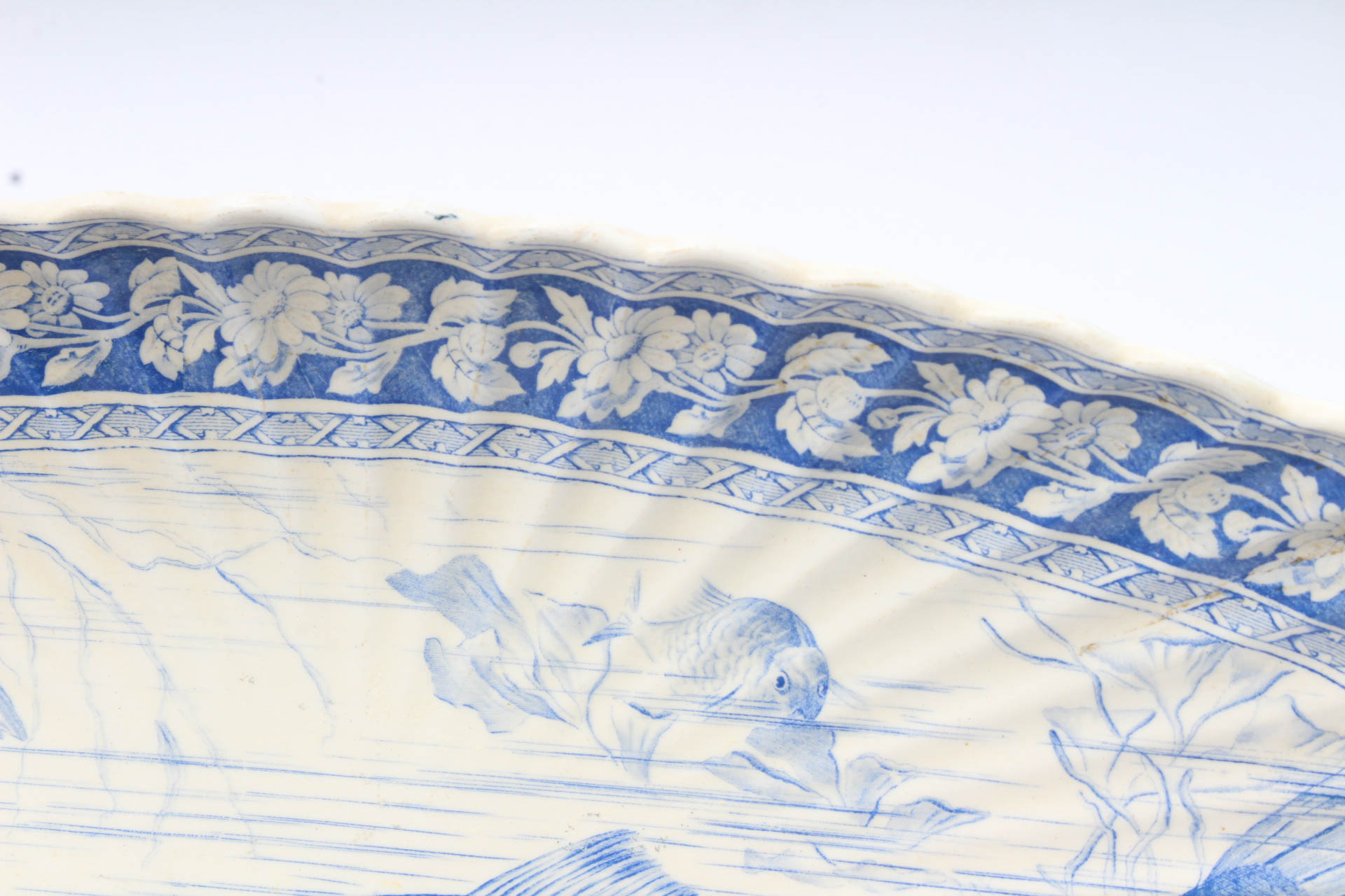 W.T. Copeland & Sons Blue on White Porcelain Fish Service, late 19th Century