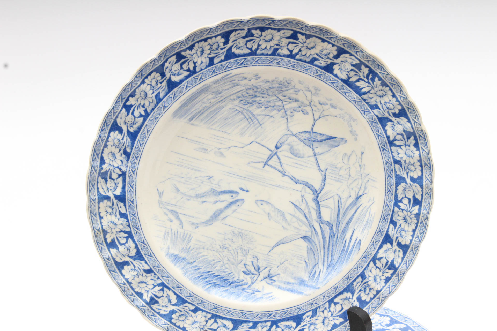 W.T. Copeland & Sons Blue on White Porcelain Fish Service, late 19th Century