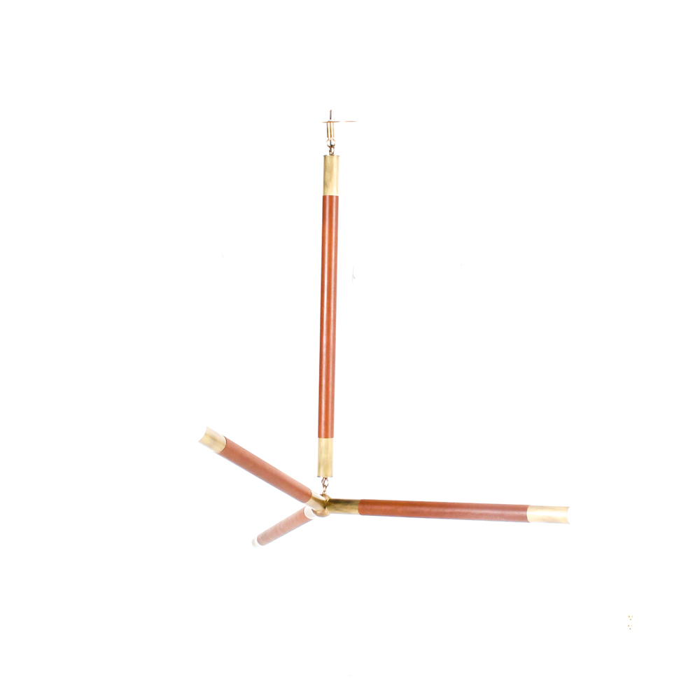 Leather Wrapped Brass Pendant Light by Apparatus Studios