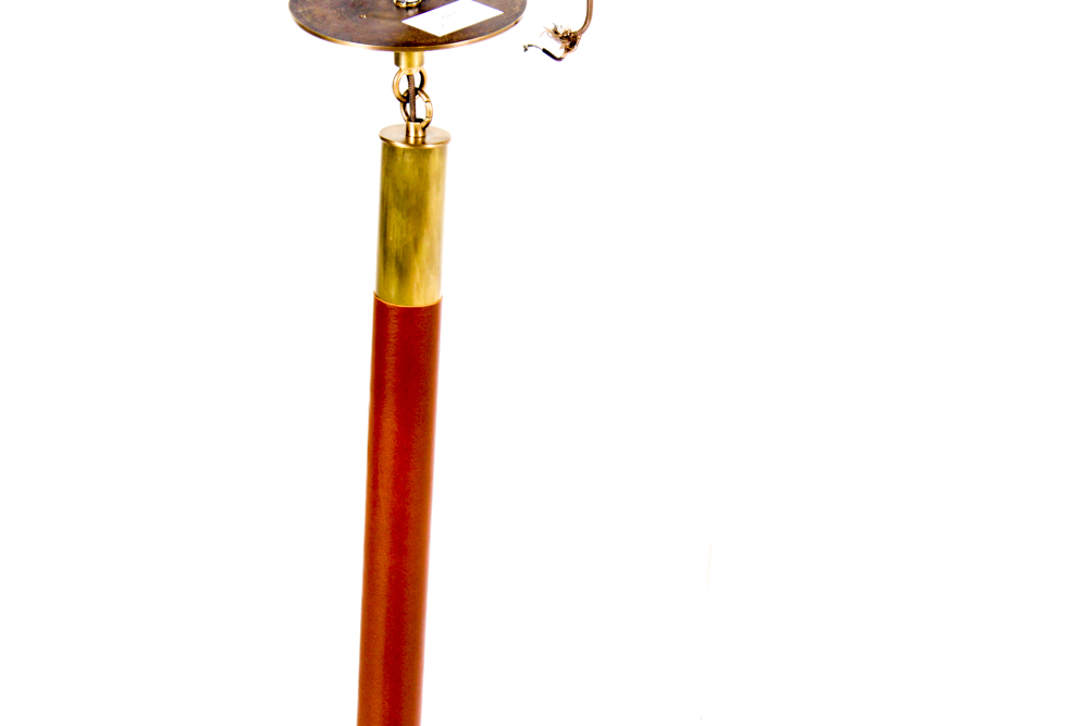 Leather Wrapped Brass Pendant Light by Apparatus Studios