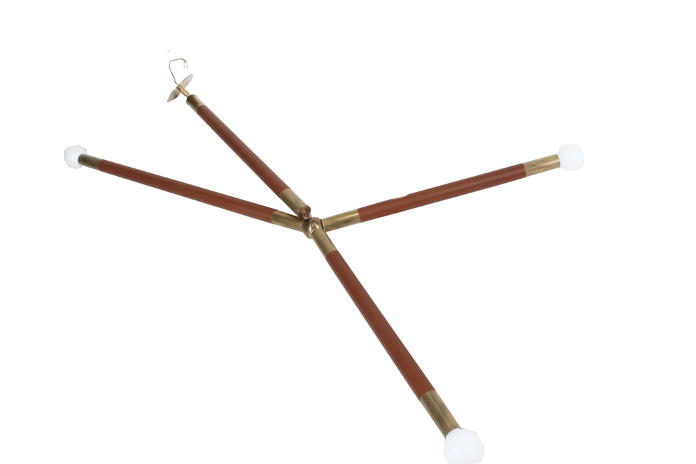 Leather Wrapped Brass Pendant Light by Apparatus Studios