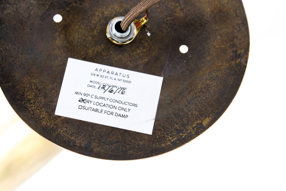 Leather Wrapped Brass Pendant Light by Apparatus Studios