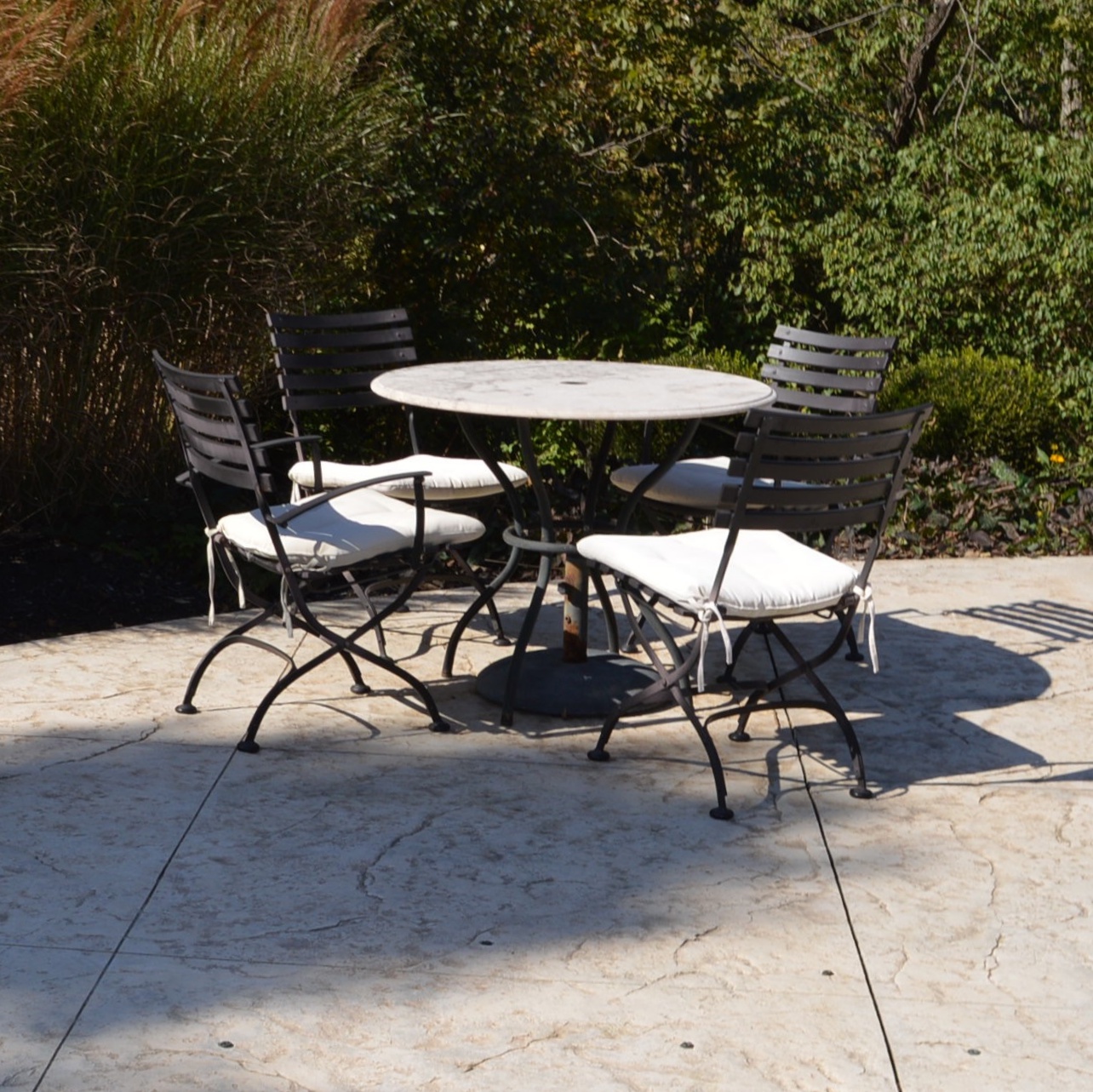 Patio Table with Concrete Top and Four Chairs