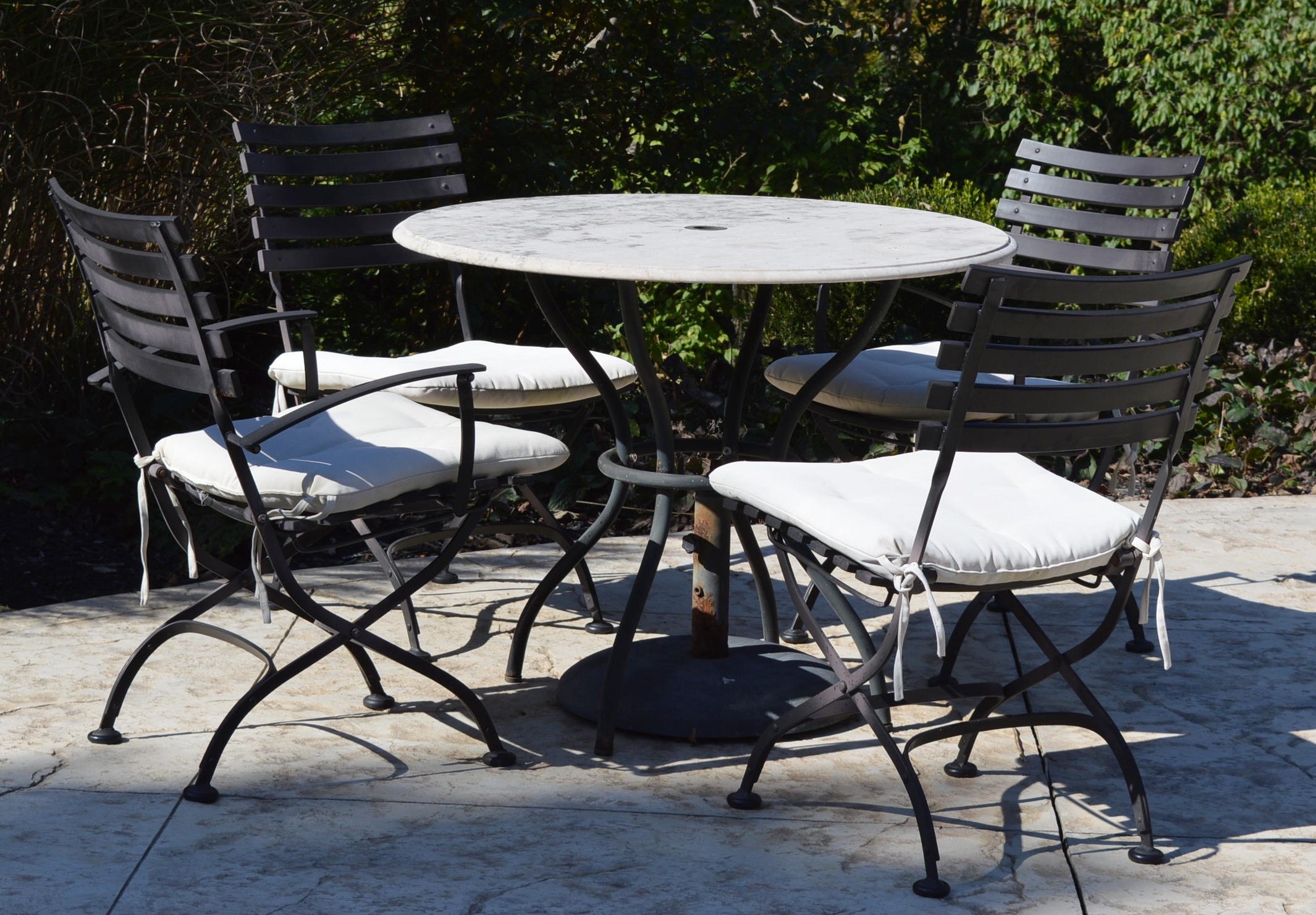 Patio Table with Concrete Top and Four Chairs