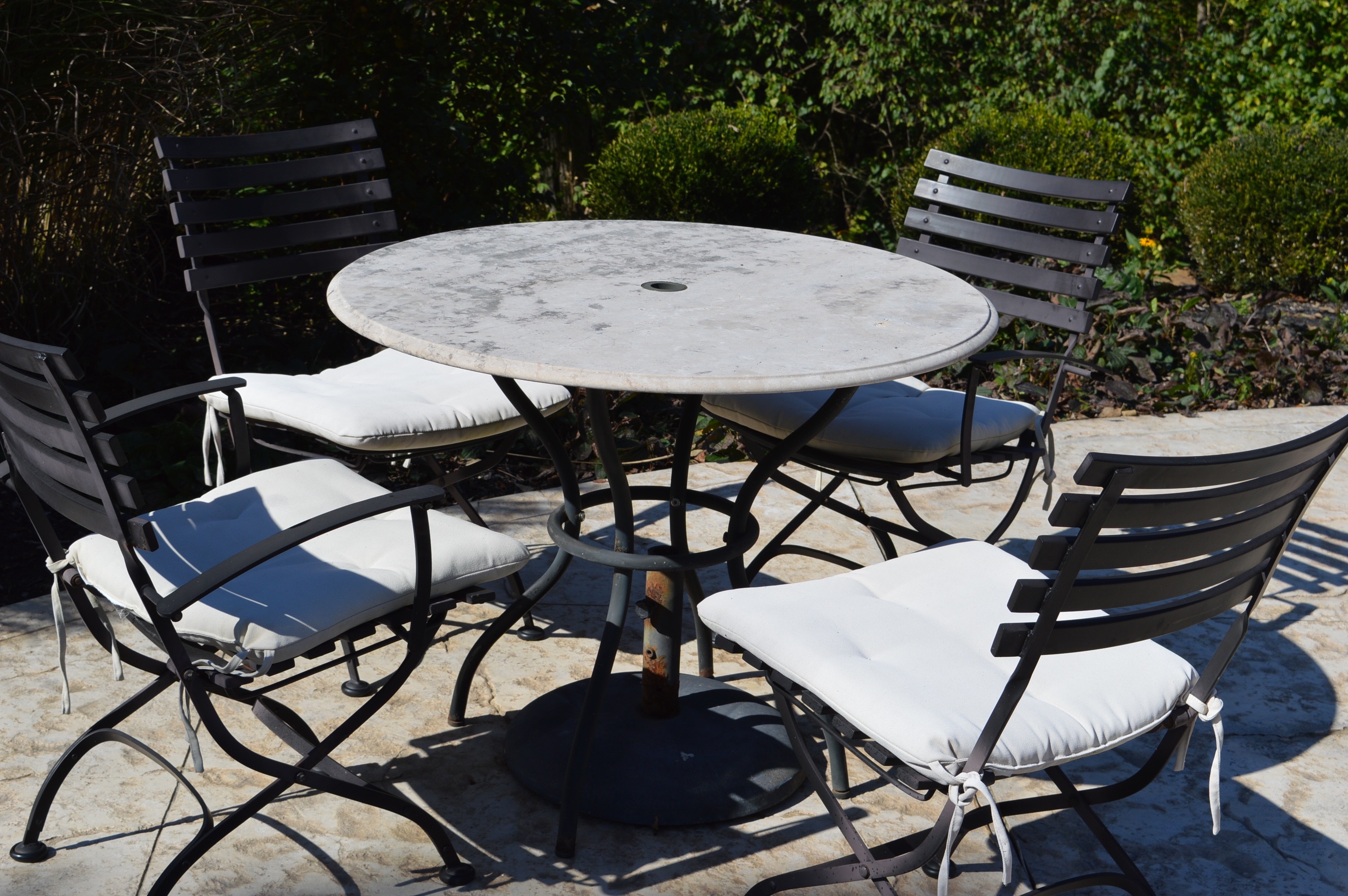 Patio Table with Concrete Top and Four Chairs