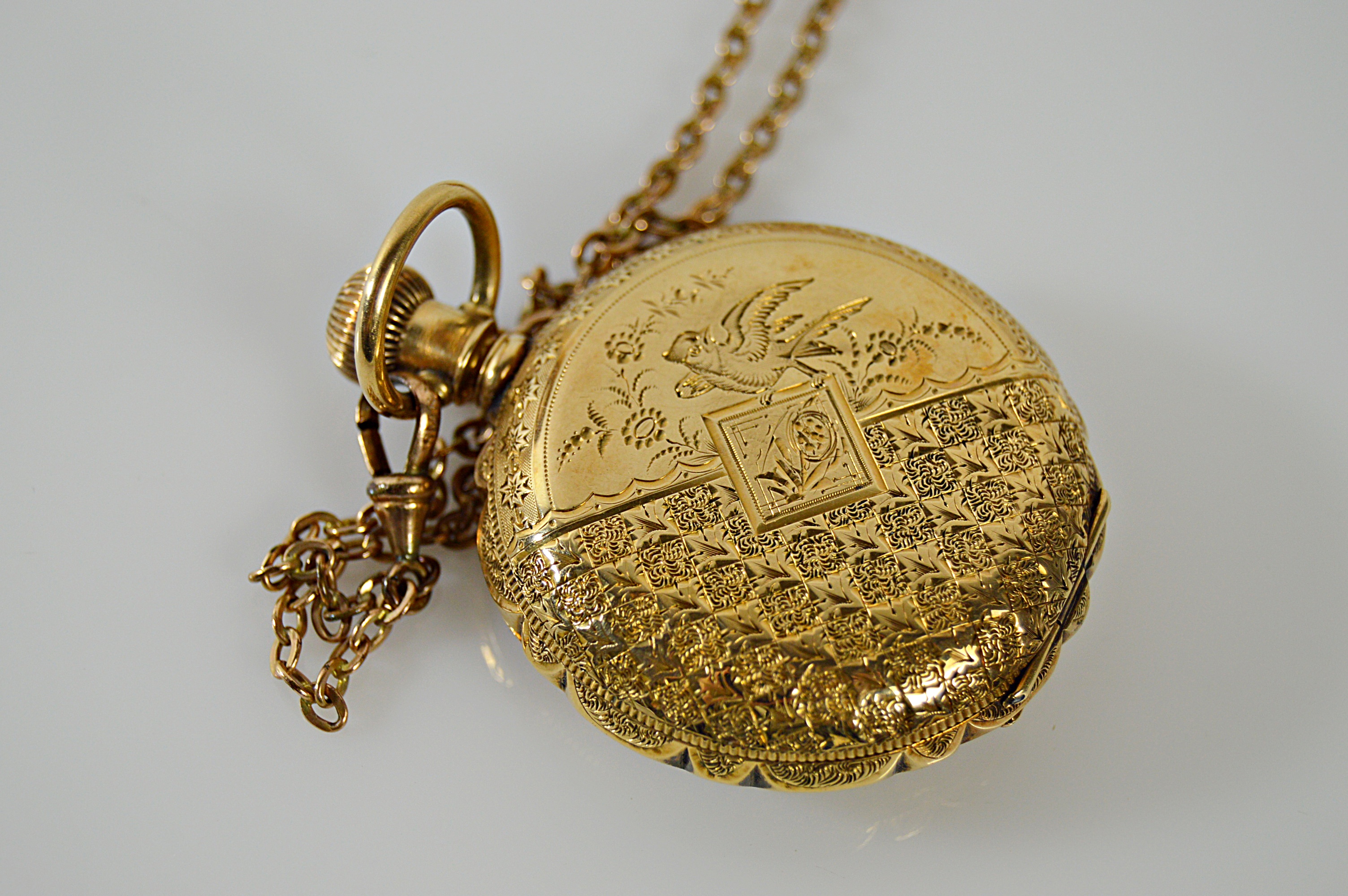 Antique 14K Yellow Gold Elgin Hunting Case Pocket Watch with Fob