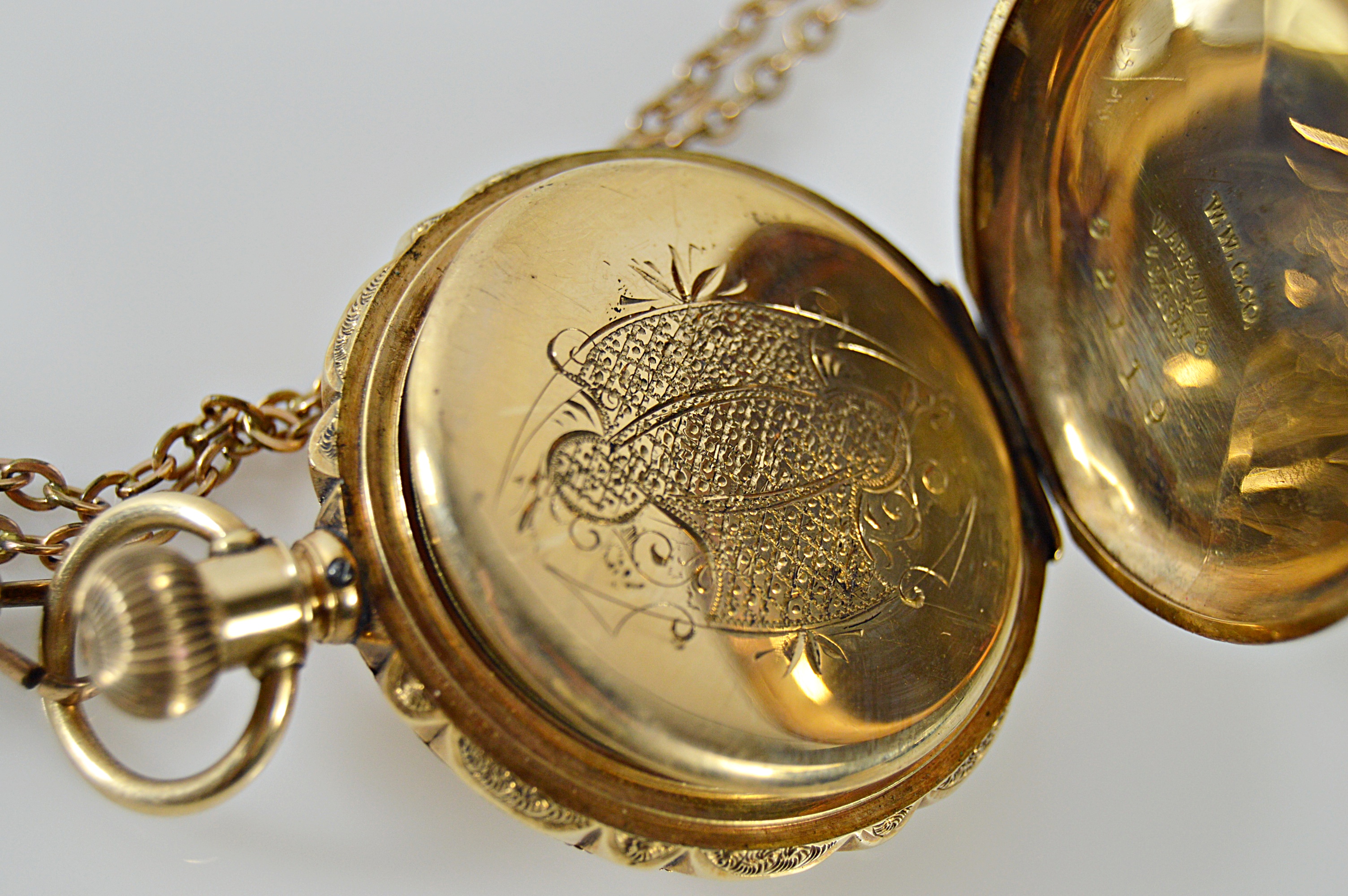 Antique 14K Yellow Gold Elgin Hunting Case Pocket Watch with Fob