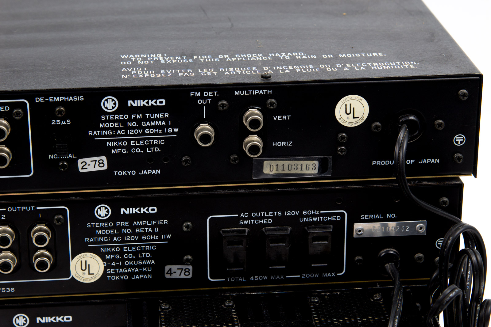 Nikko Tuner, Preamp and Power Amplifier