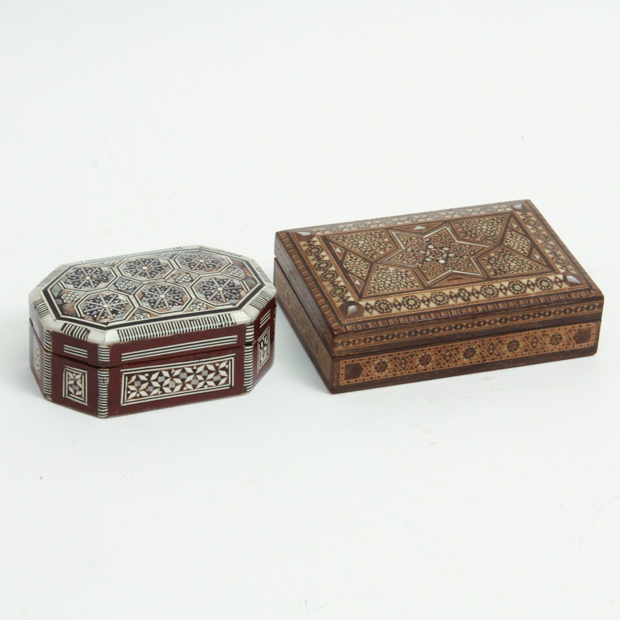 Wooden Decor Boxes with Mother of Pearl Inlay design