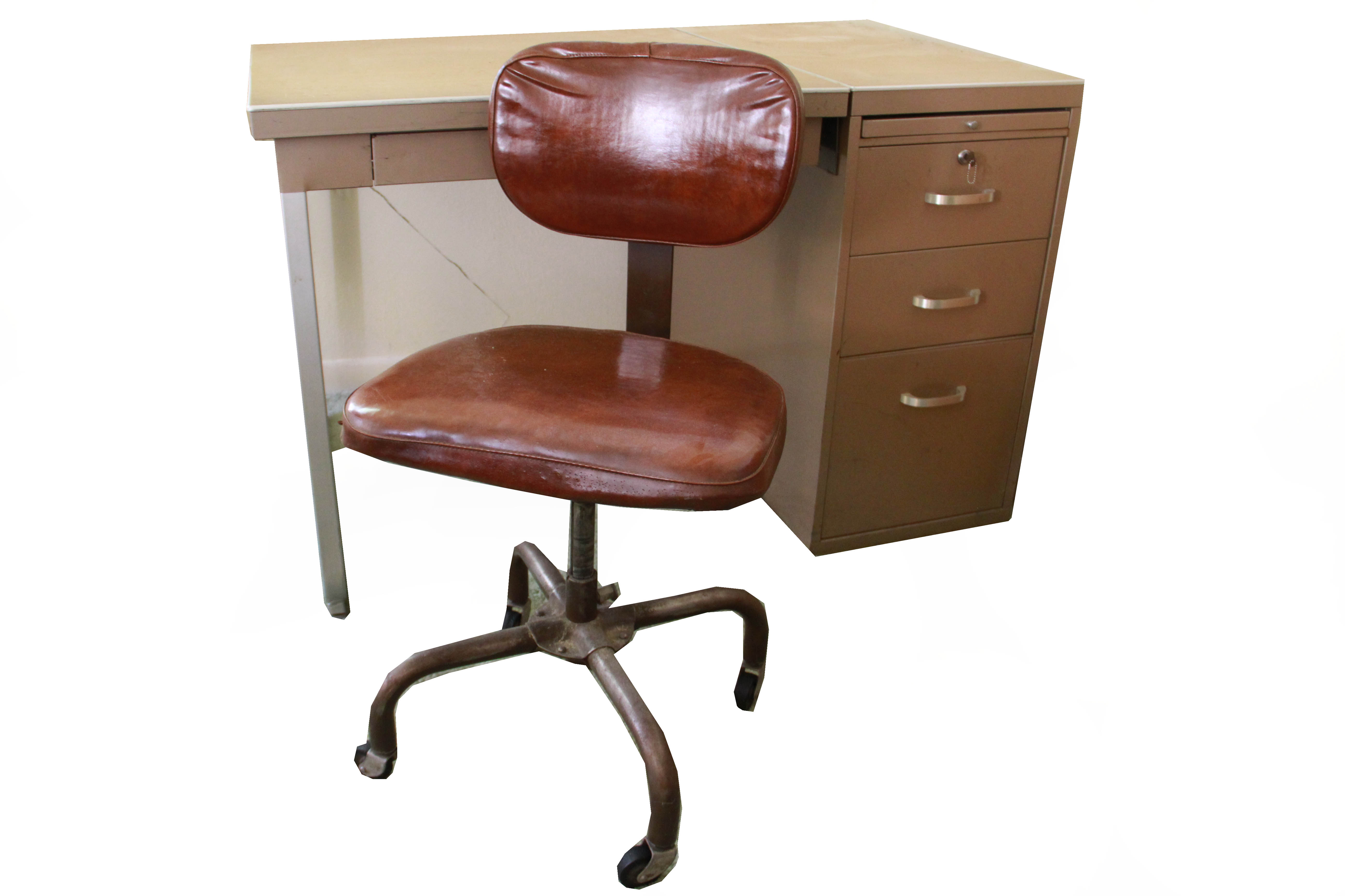 Vintage Metal Desk by Art Metal and Swivel Chair