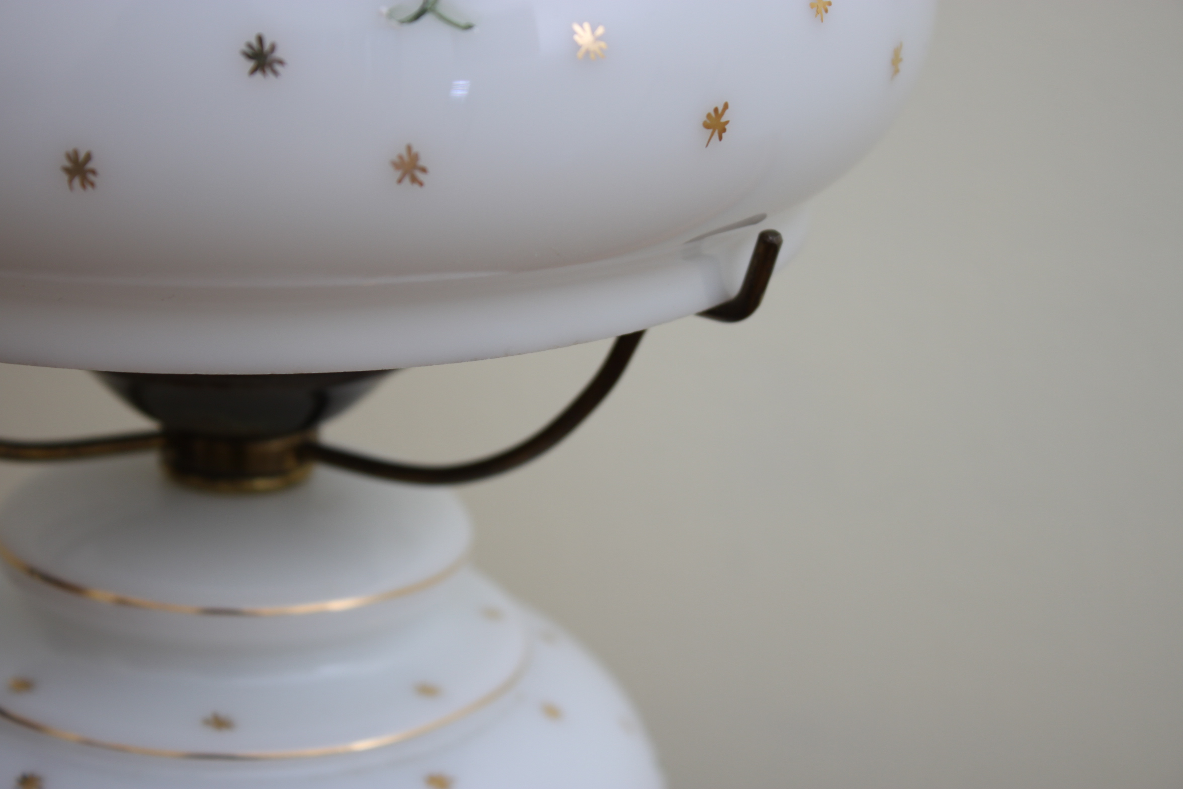 Vintage Hand-Painted Milk Glass Table Lamp