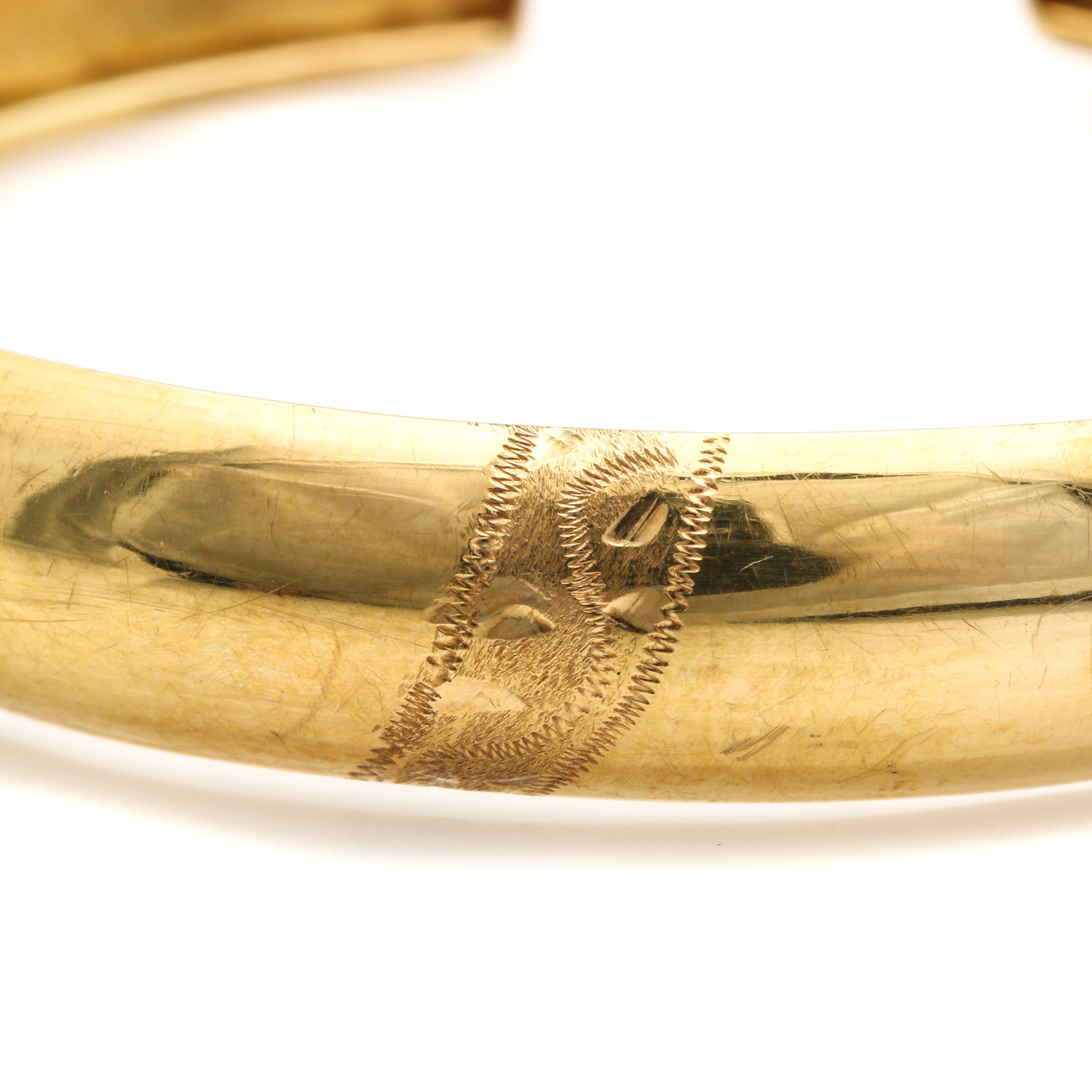 18K Yellow Gold Etched Cuff Bracelet