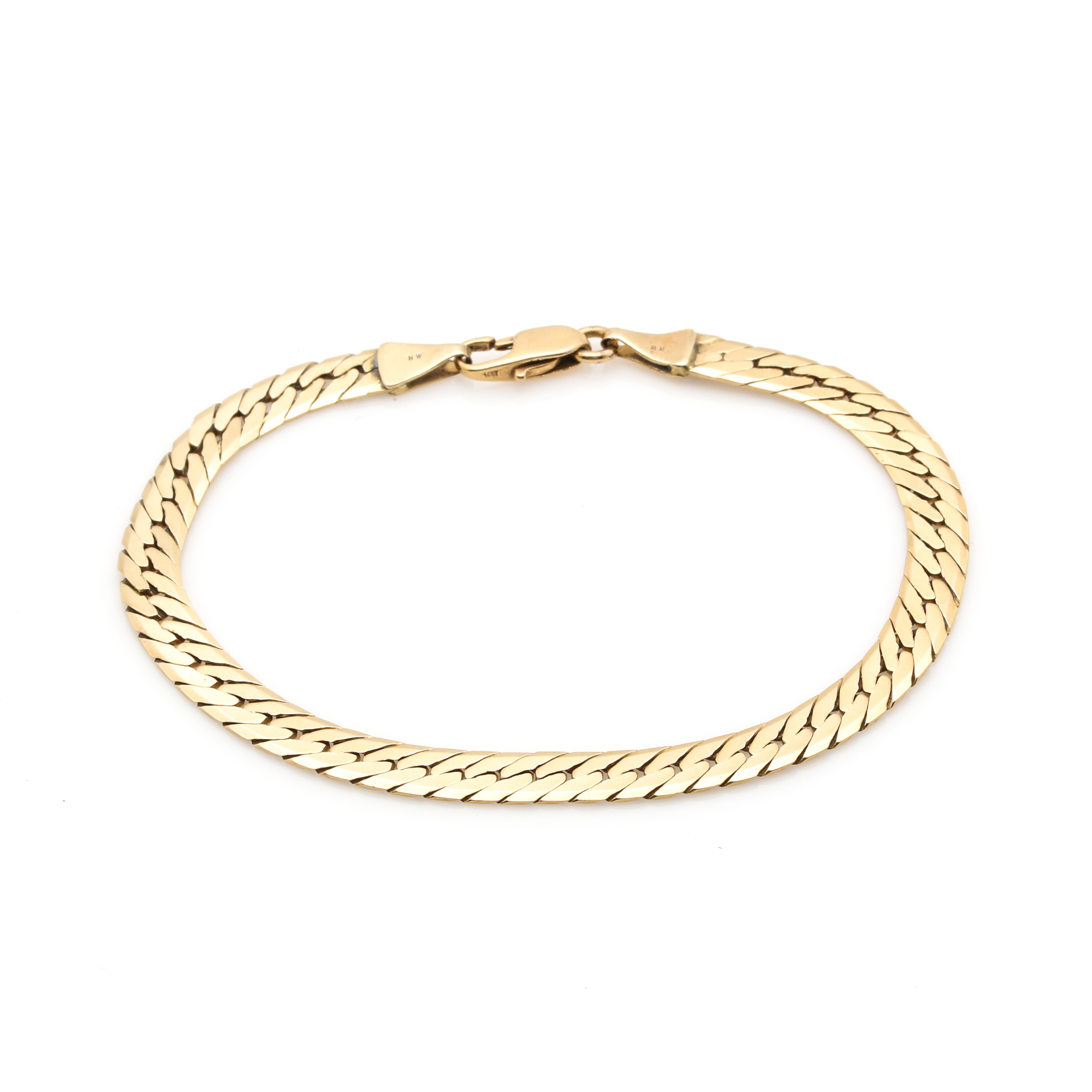 14K Yellow Gold Herringbone Chain Bracelet