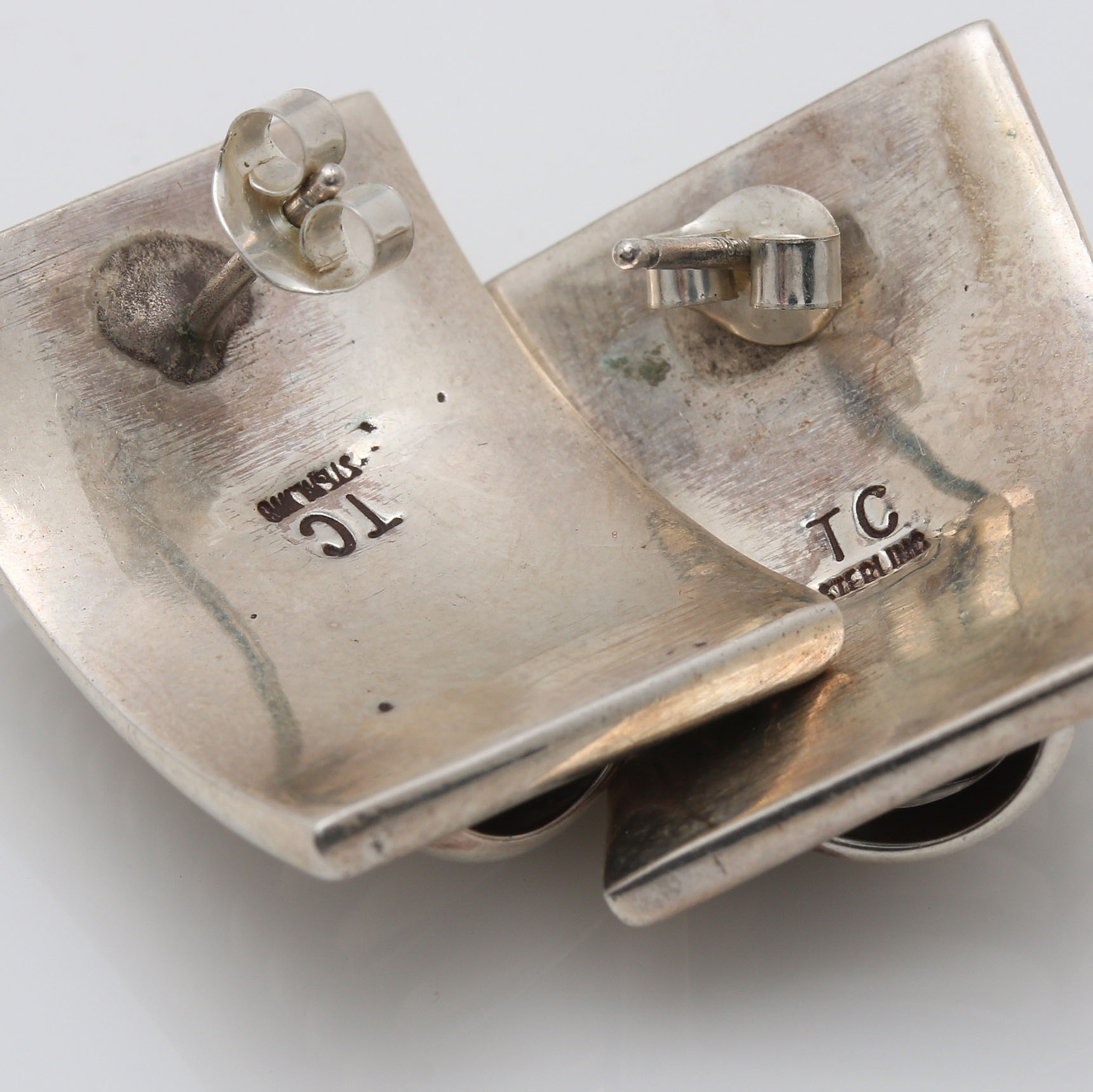 Navajo Artisan Thomas Charley Sterling Silver Earrings and Link Bracelet