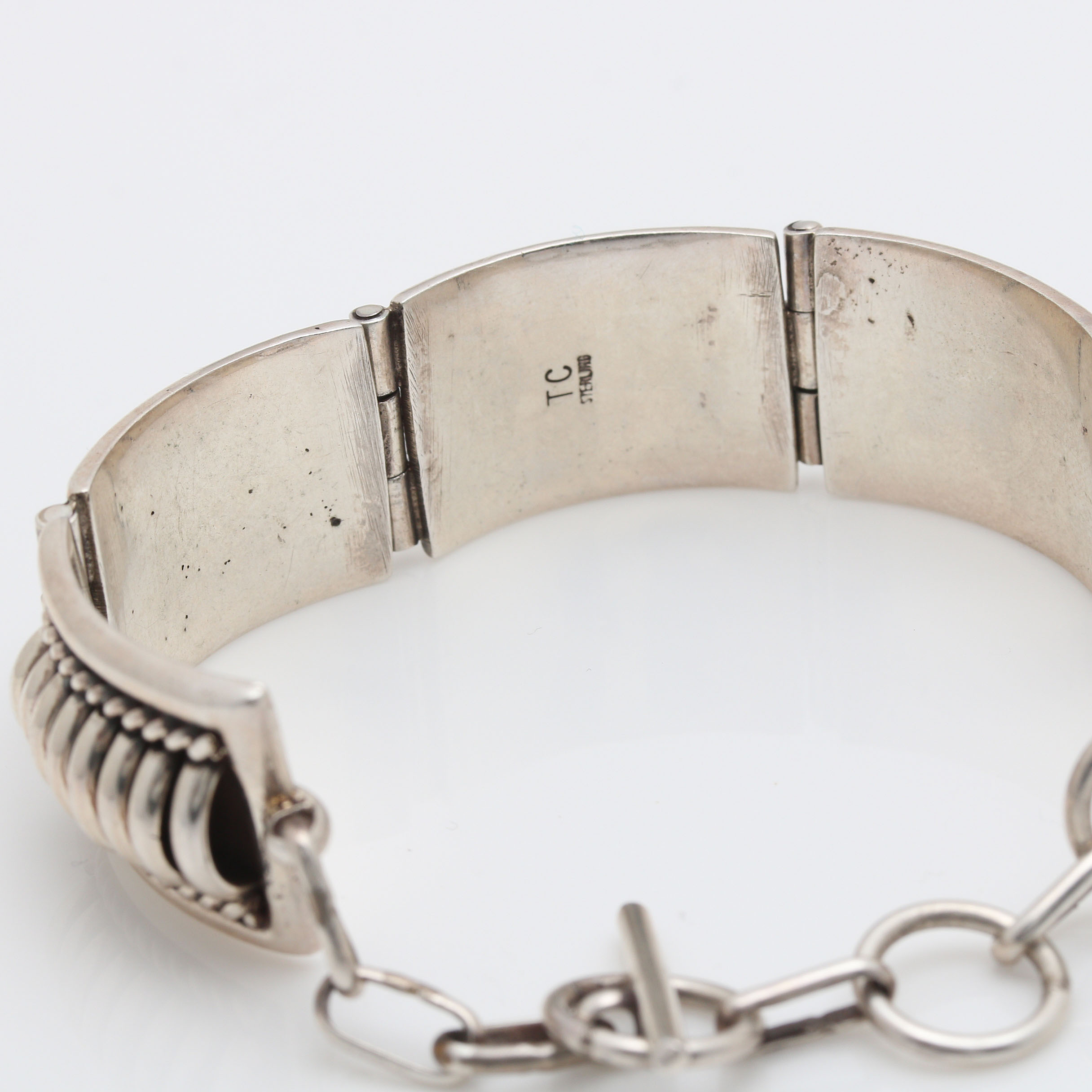 Navajo Artisan Thomas Charley Sterling Silver Earrings and Link Bracelet