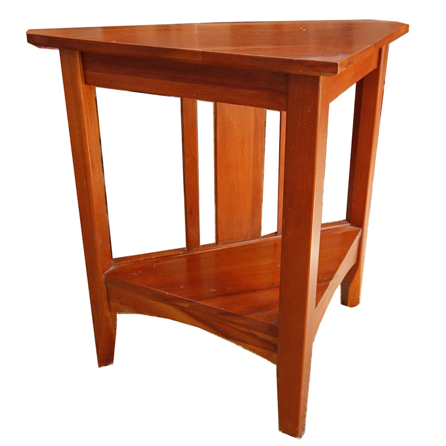 Cherry "New Impressions" Triangle Side Table by Ethan Allen