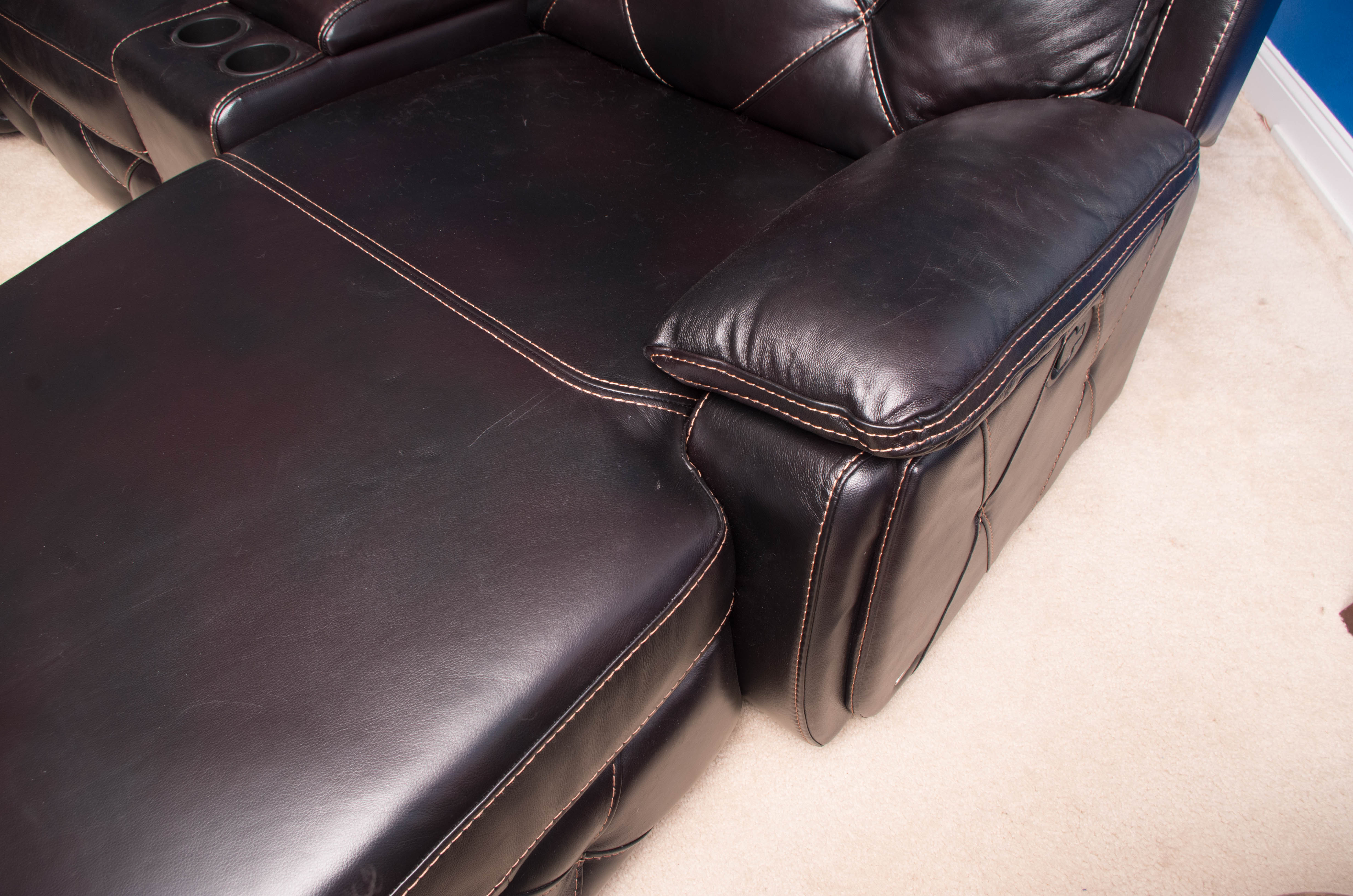 Sectional Leather Sofa by Cindy Crawford Home