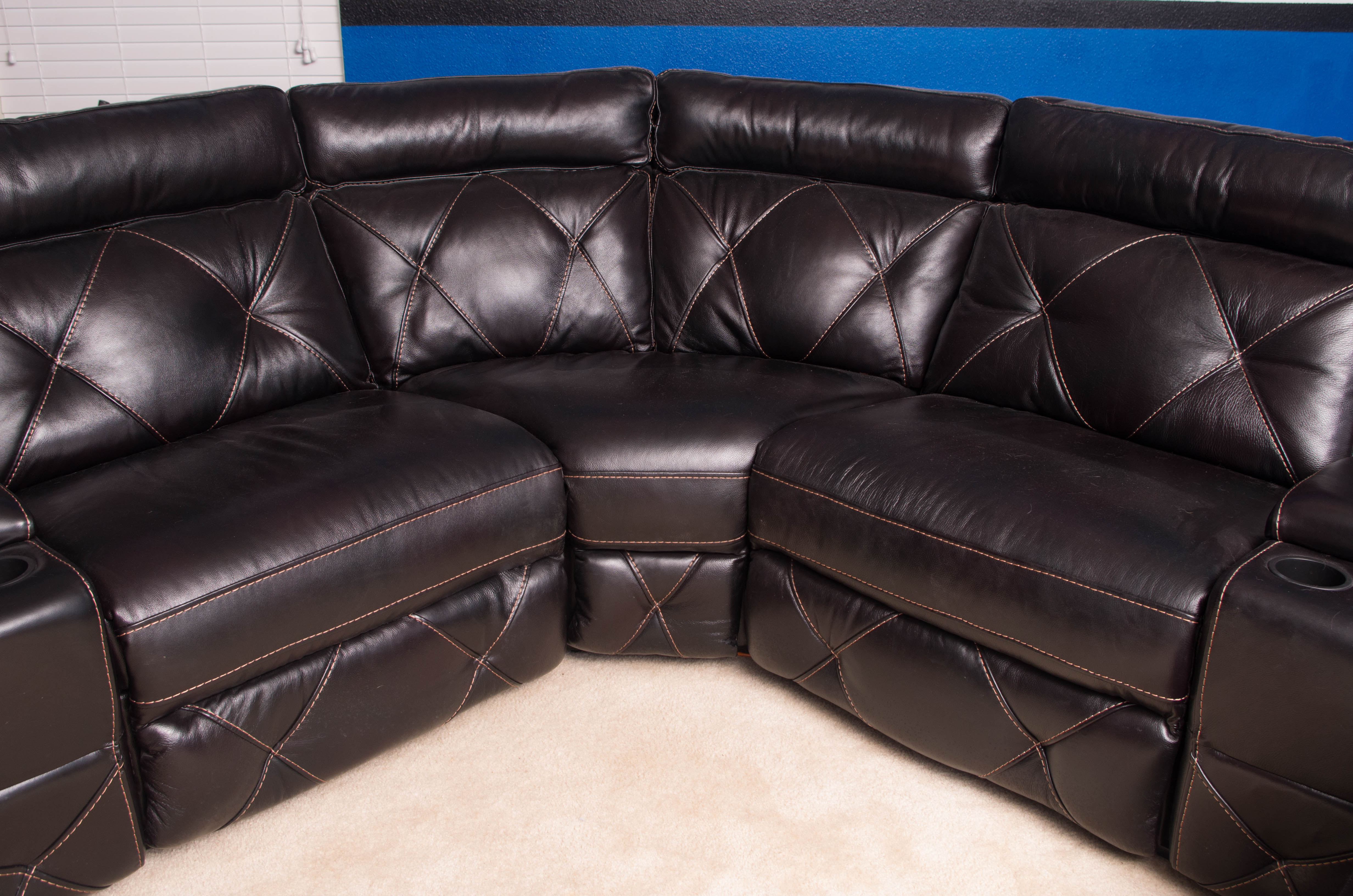 Sectional Leather Sofa by Cindy Crawford Home