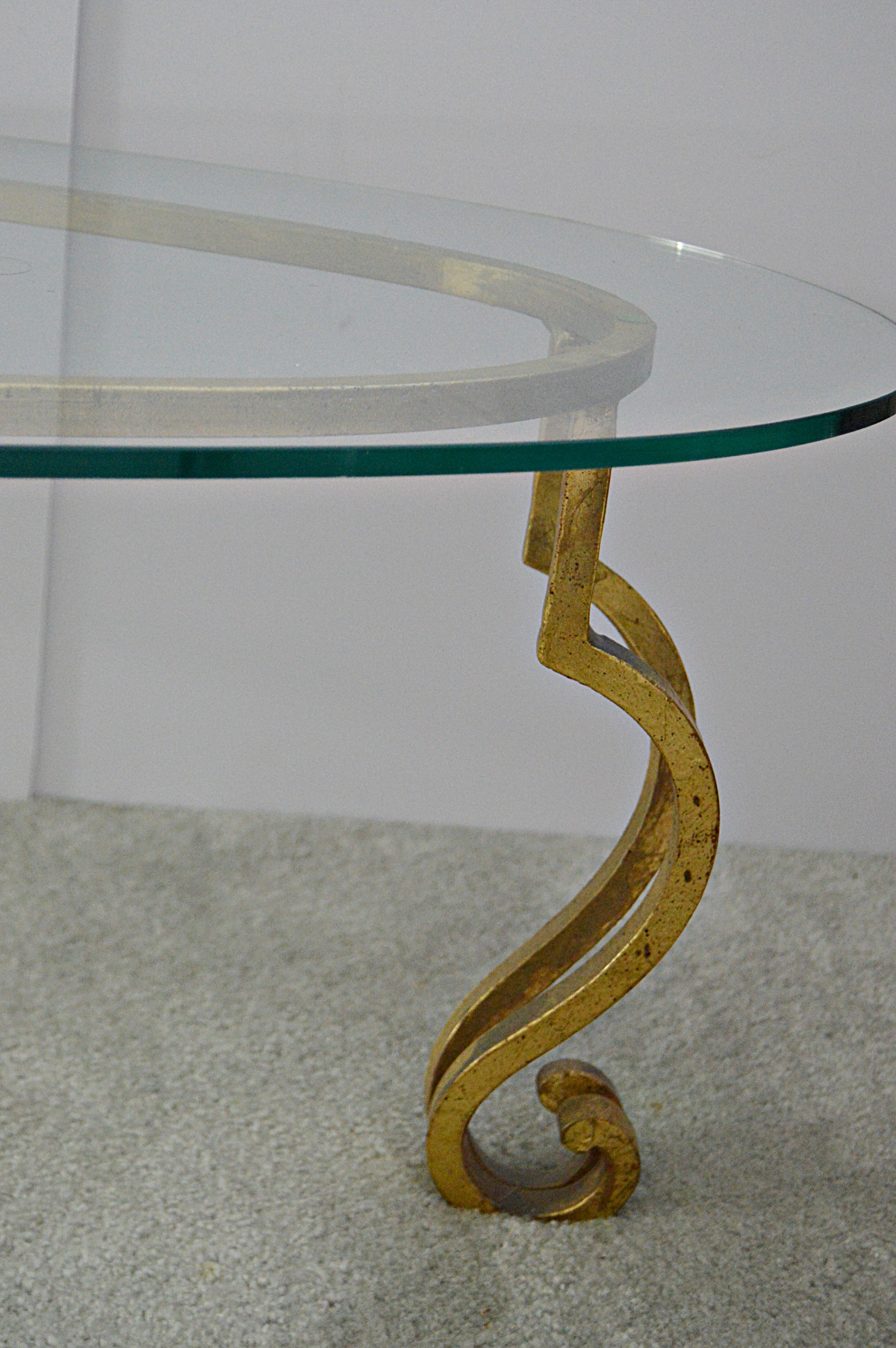 Hollywood Regency Style Glass-Topped Brass Cocktail Table