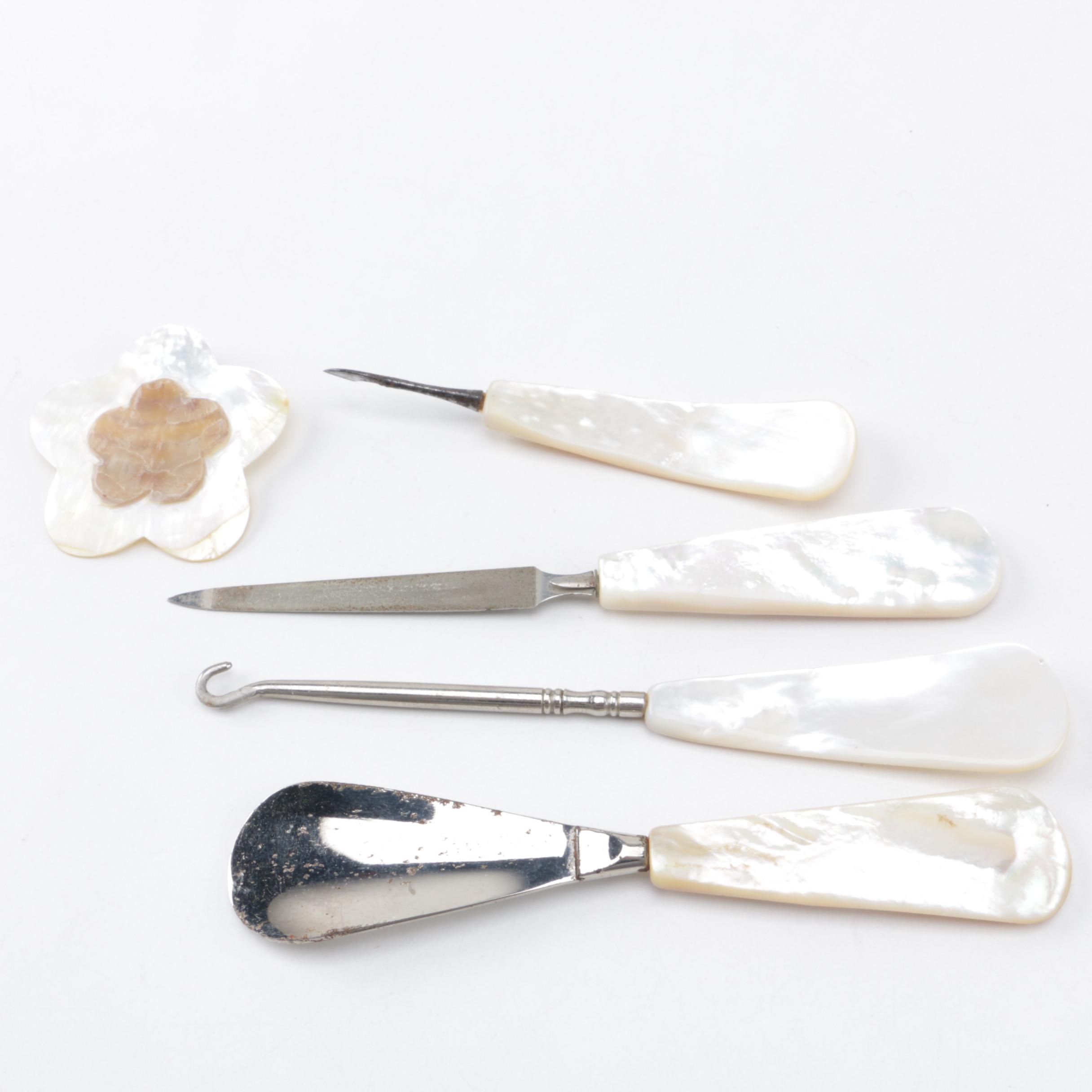 Hygiene Tools with Mother of Pearl Handles