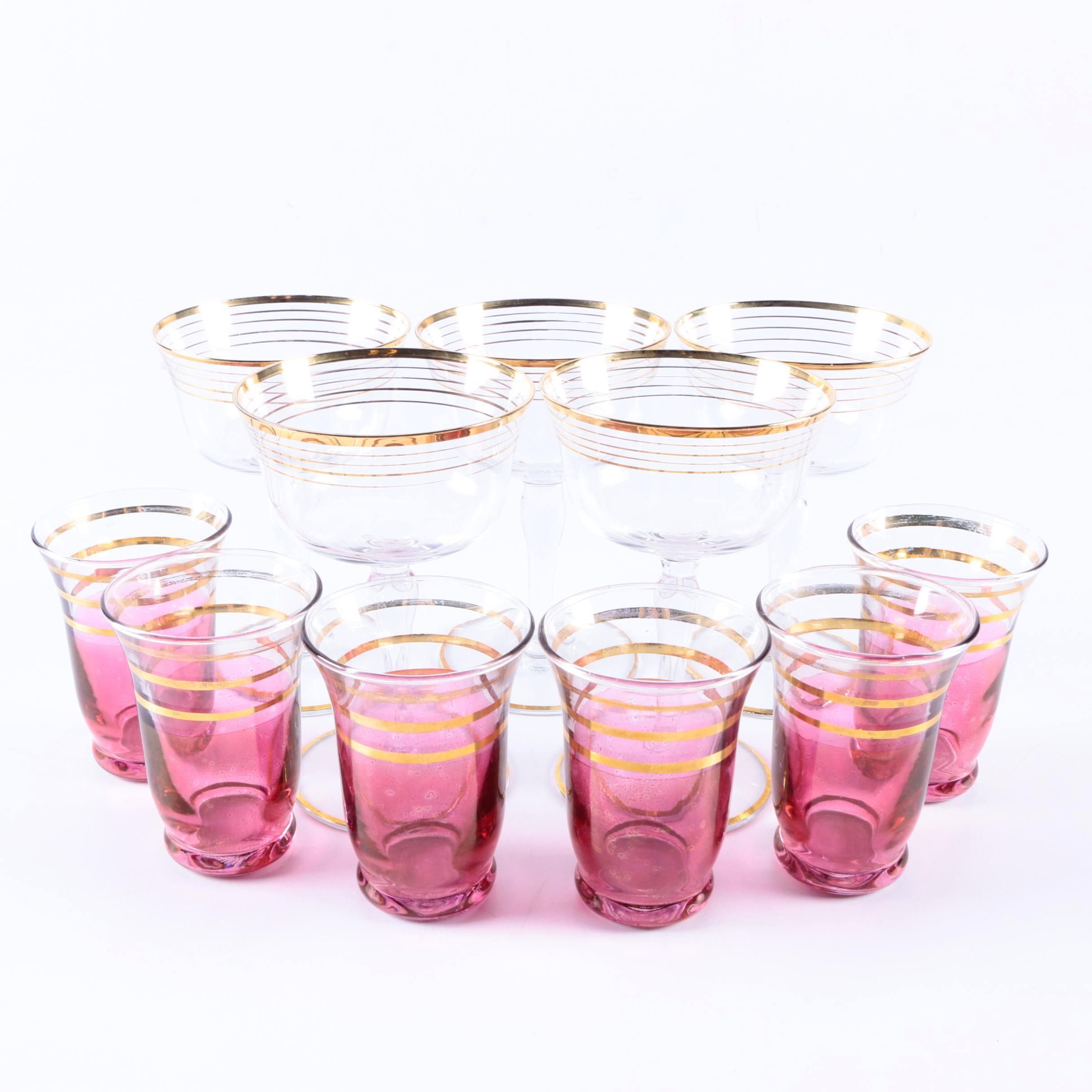 Collection of Gilt Trimmed Barware