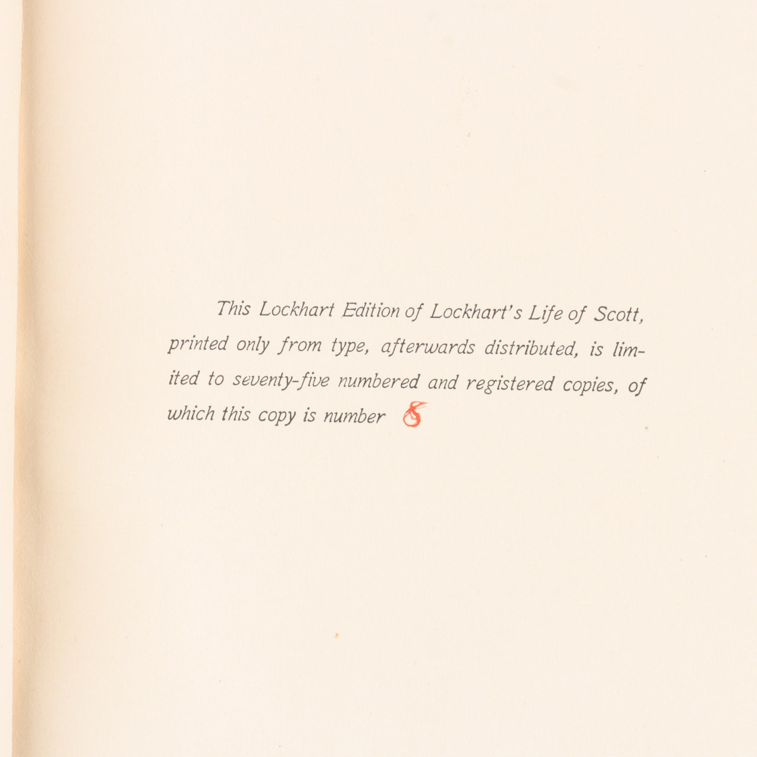 1903 "The Life of Sir Walter Scott" Limited Edition Volumes