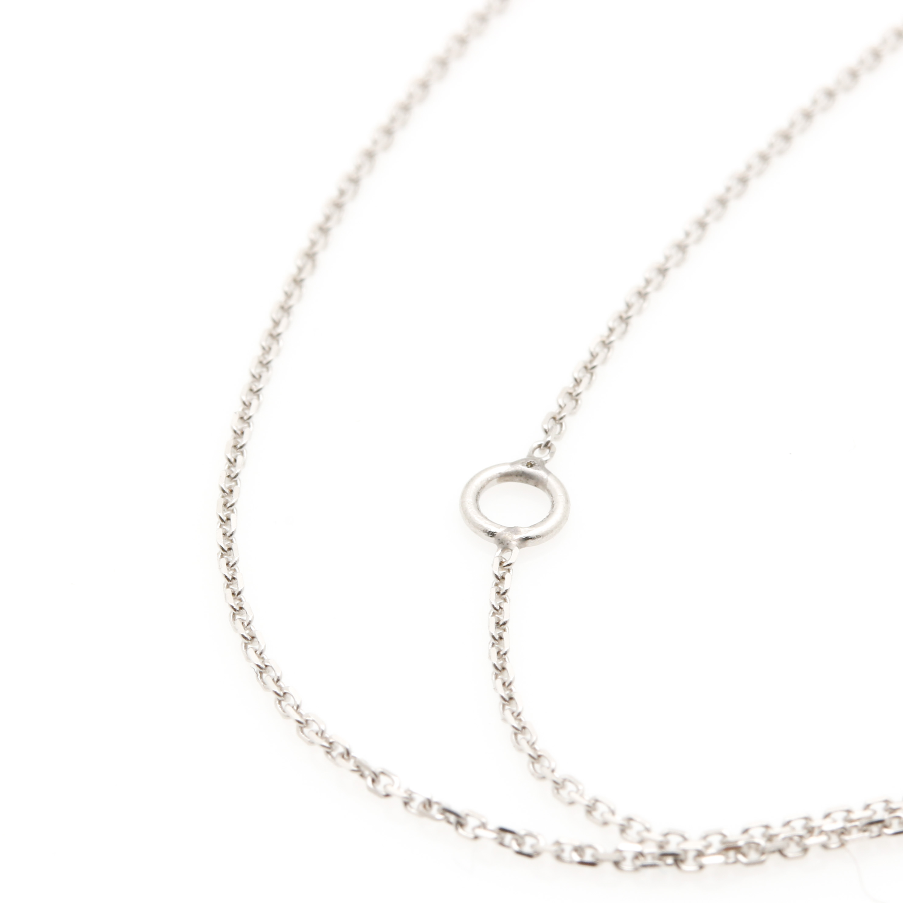 14K White Gold 2.12 CT Emerald and Diamond Pendant Necklace