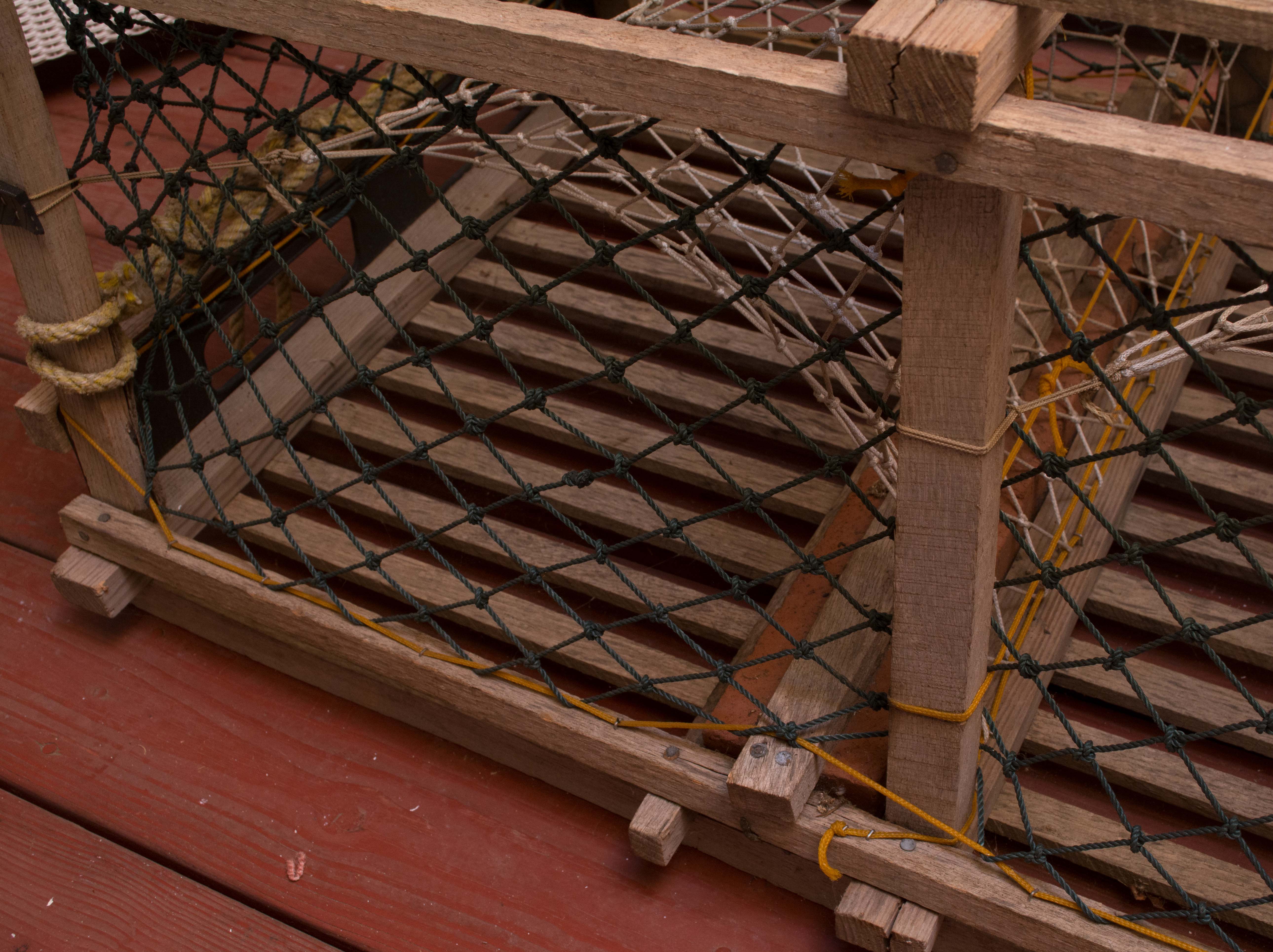 Re-purposed Lobster Trap Glass Top Coffee Table