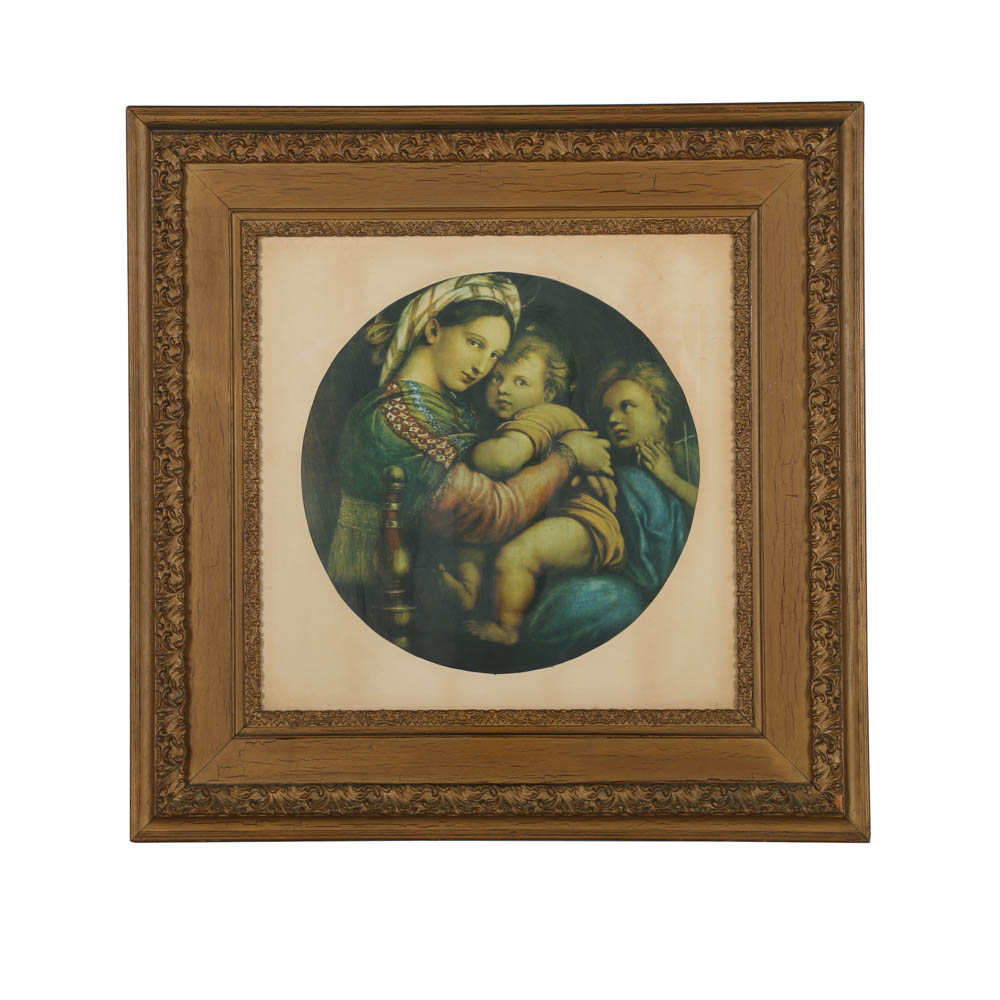Halftone Print After Raphael's "Madonna Della Seggiola"