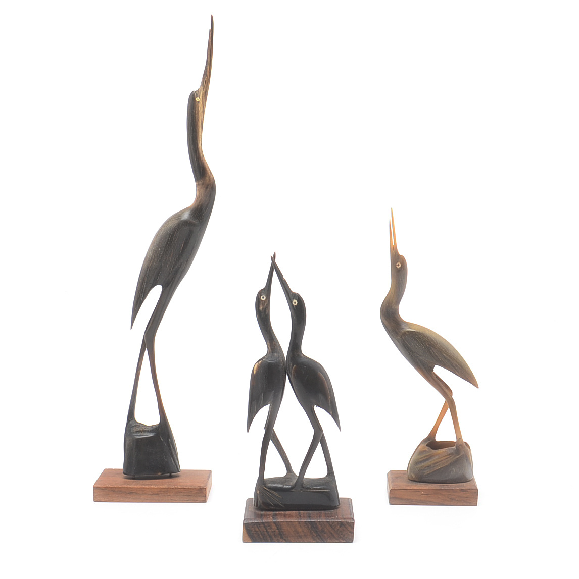 Carved Horn Bird Sculptures