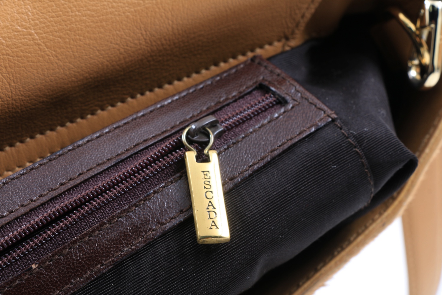 "Escada" Pony Hair Handbag with Brown Leather Braided Handles