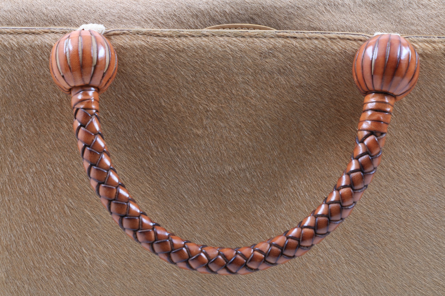 "Escada" Pony Hair Handbag with Brown Leather Braided Handles