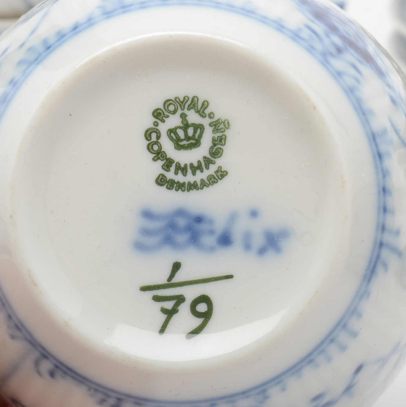 Royal Copenhagen Danish Porcelain "Blue Fluted" Tea Service For Six