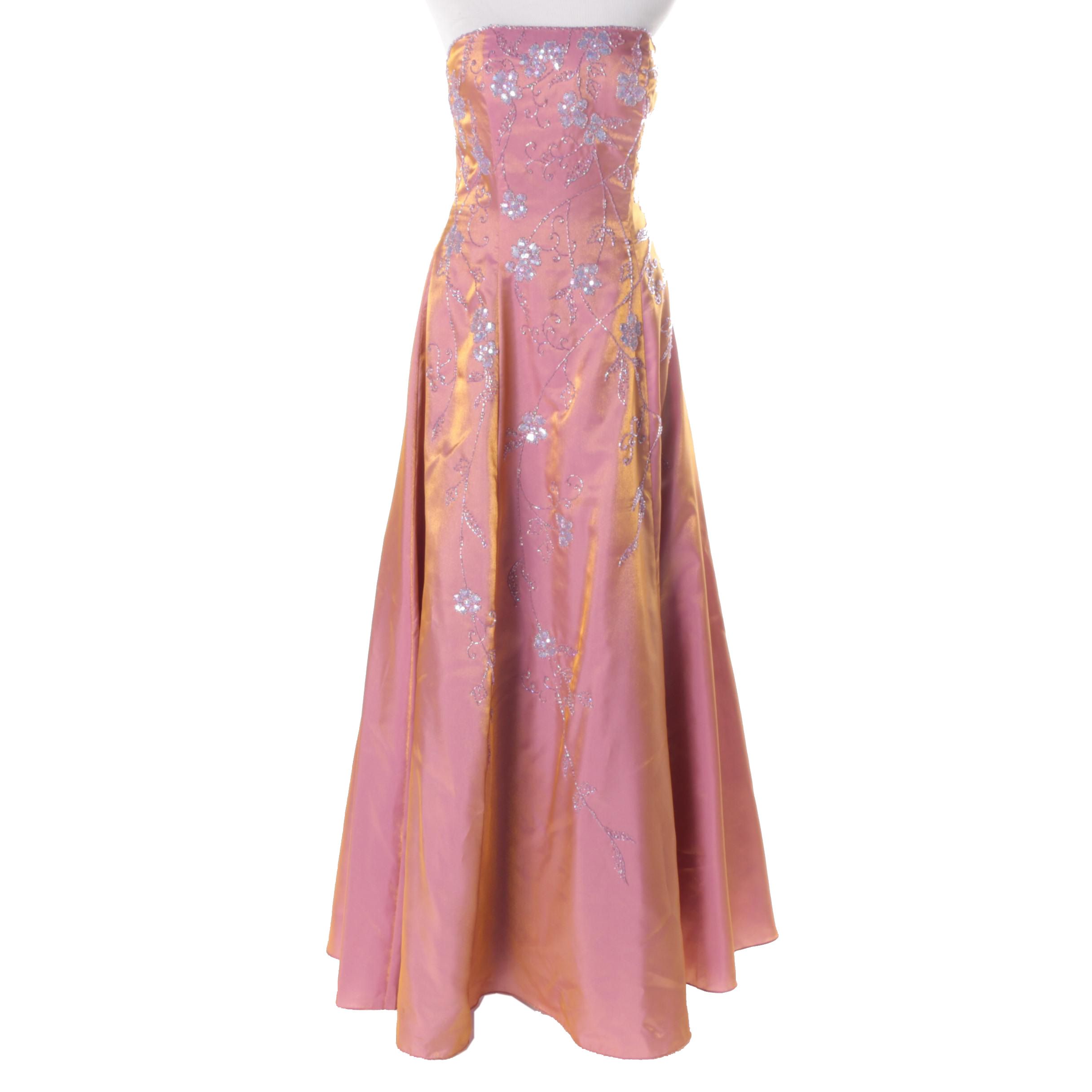 Sean Collection Beaded Strapless Formal Dress