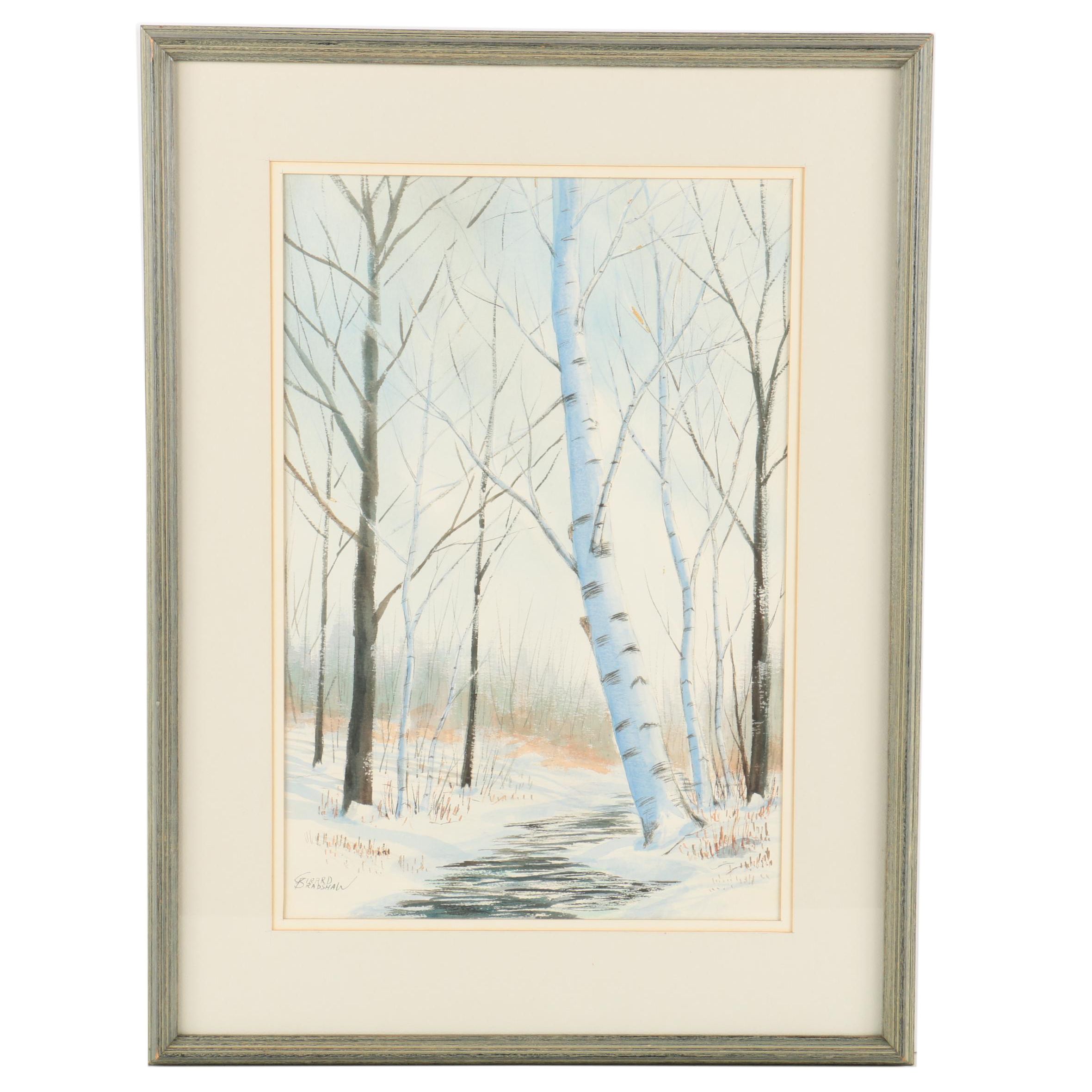 Girard Bradshaw Watercolor "Winter Brook"