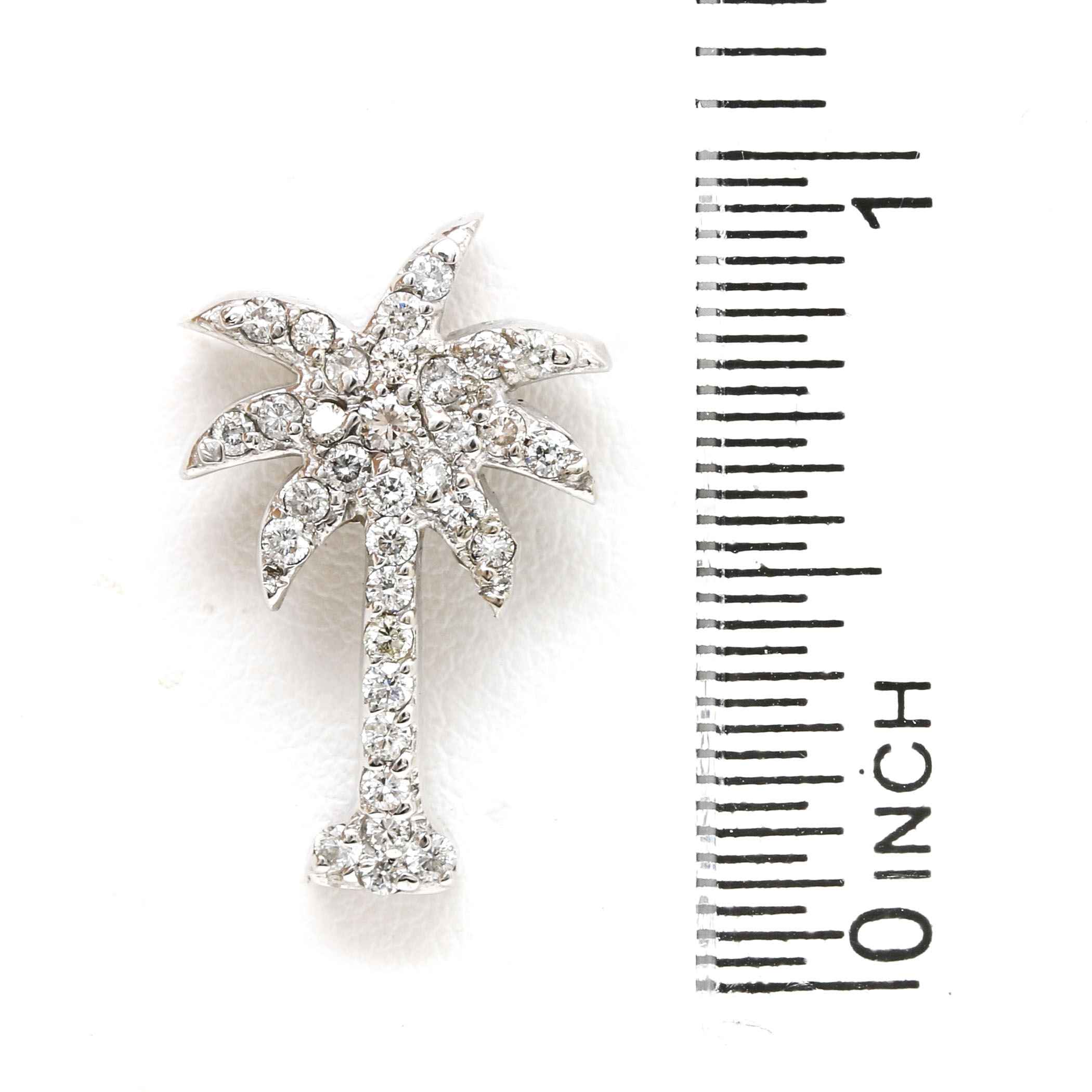 14K White Gold Diamond Palm Tree Pendant