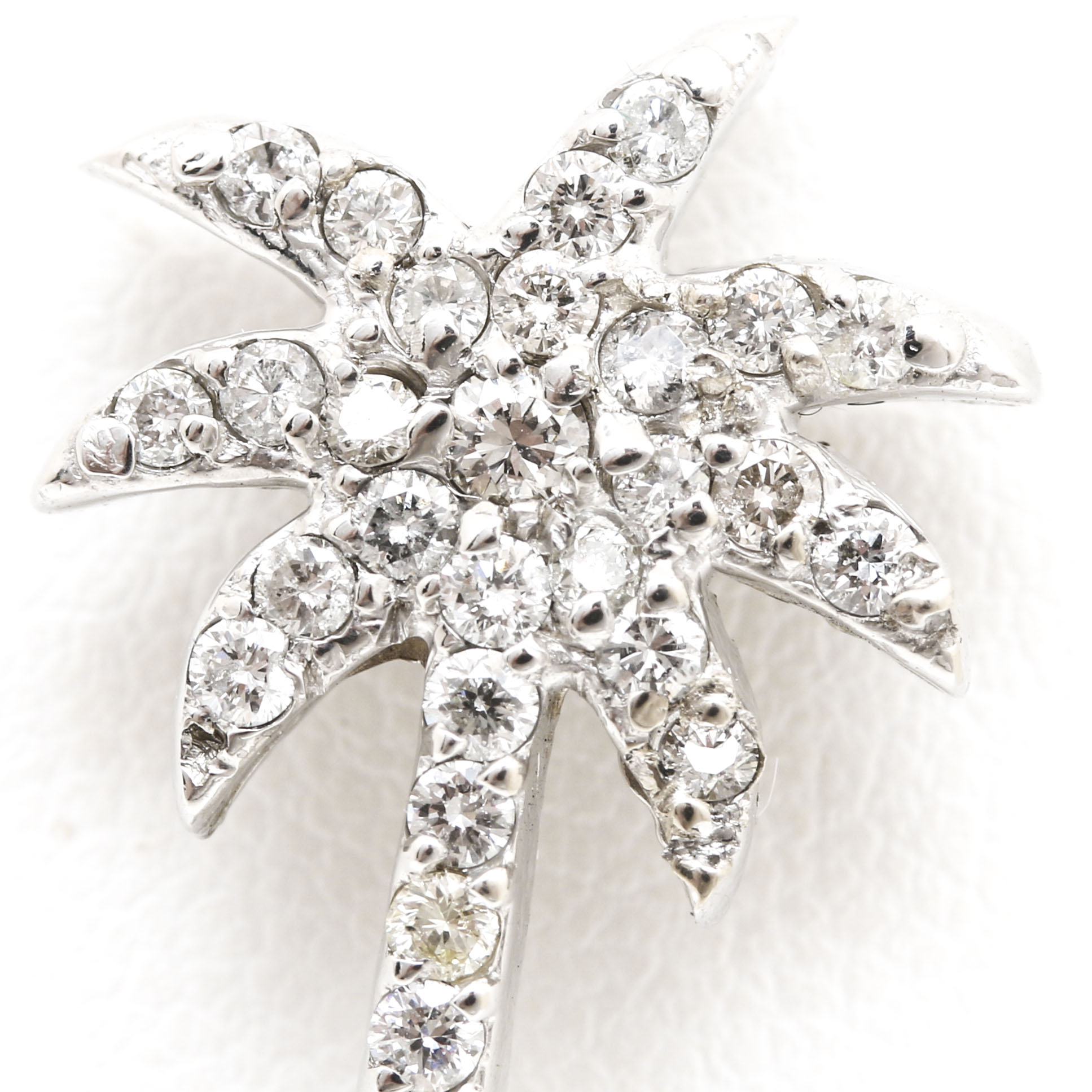14K White Gold Diamond Palm Tree Pendant