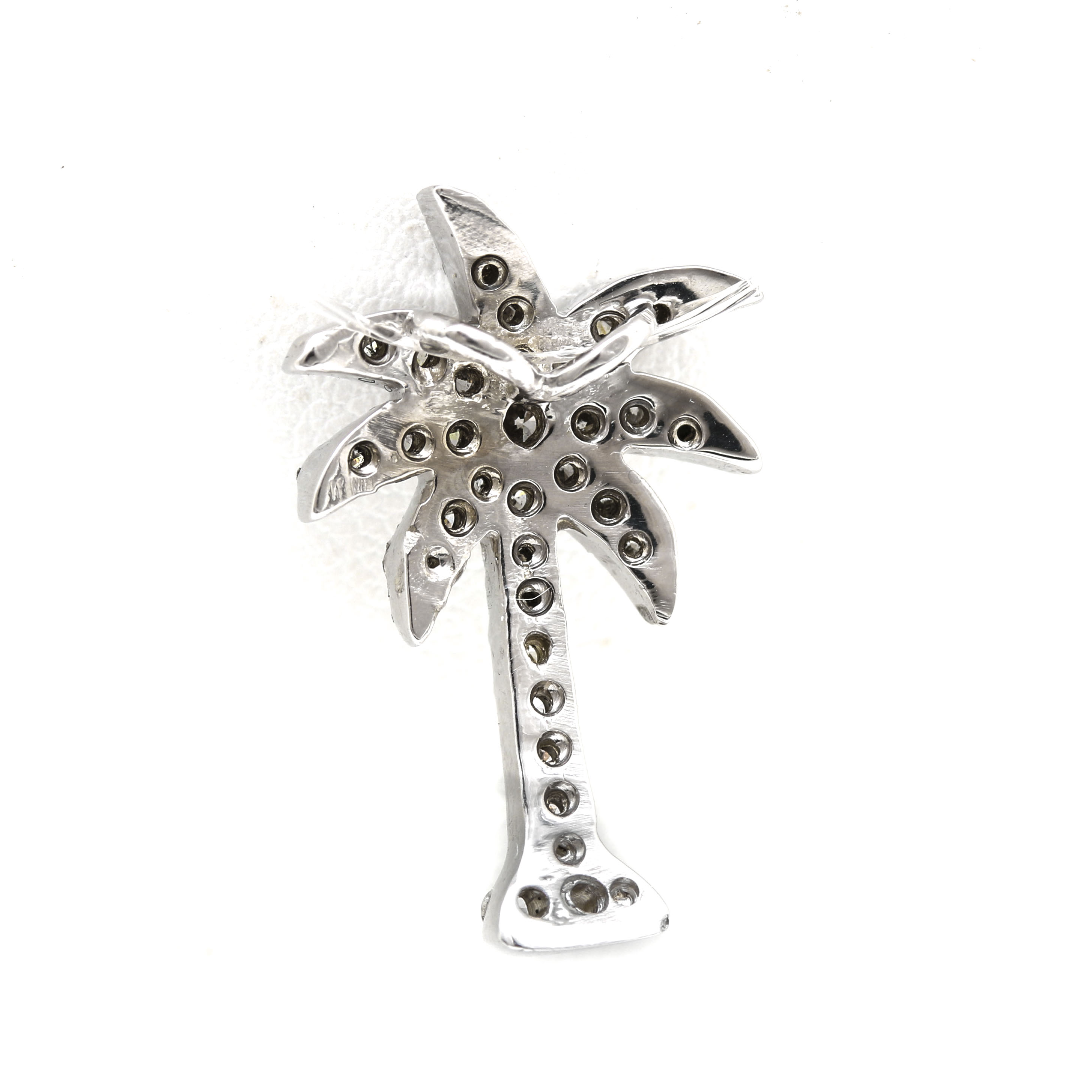 14K White Gold Diamond Palm Tree Pendant