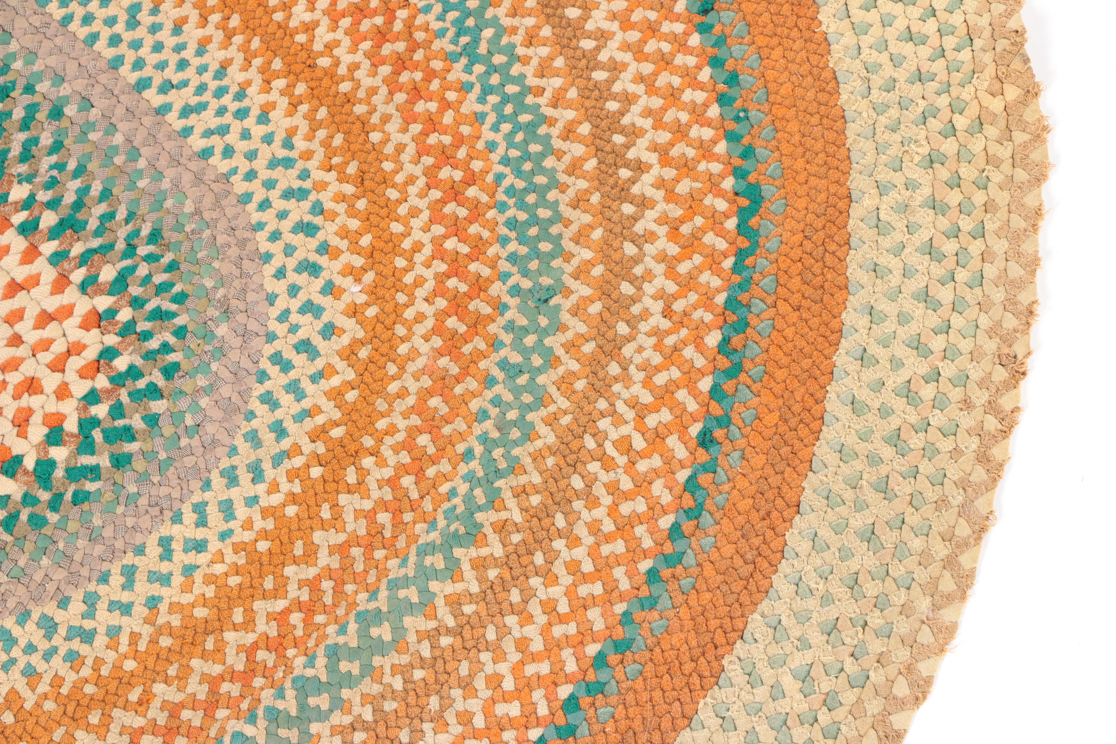 Vintage Braided Oval Wool Area Rug