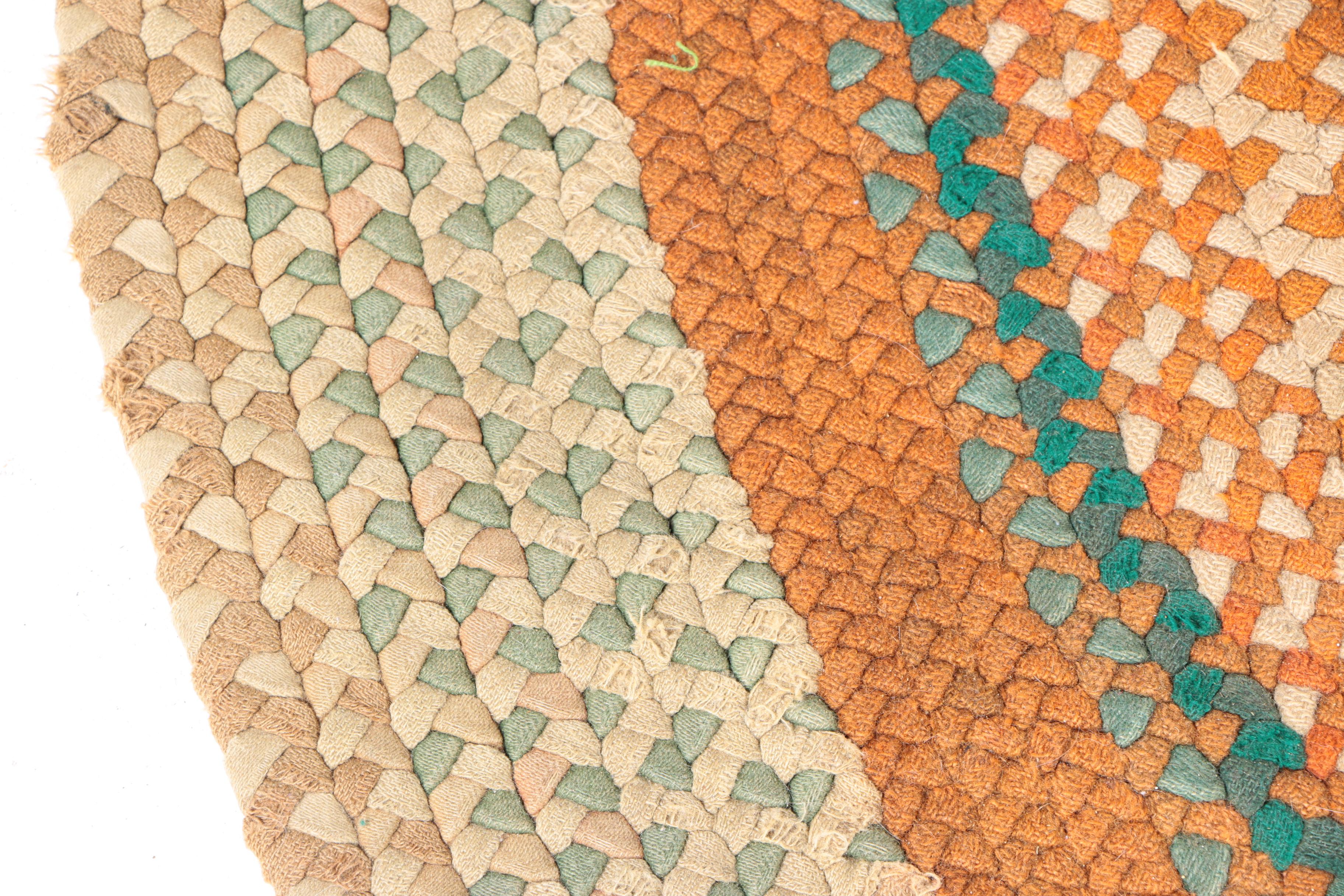 Vintage Braided Oval Wool Area Rug