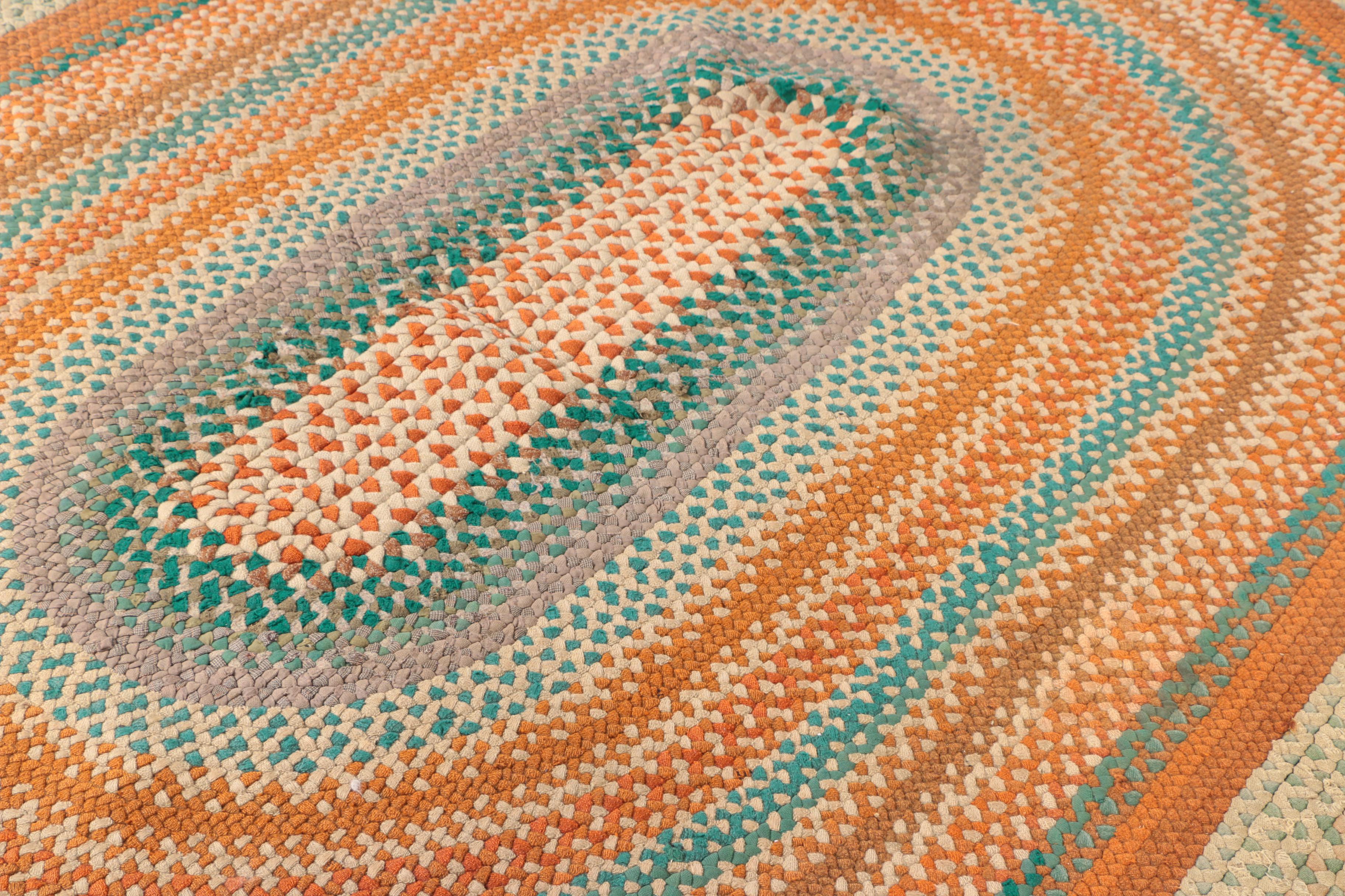 Vintage Braided Oval Wool Area Rug