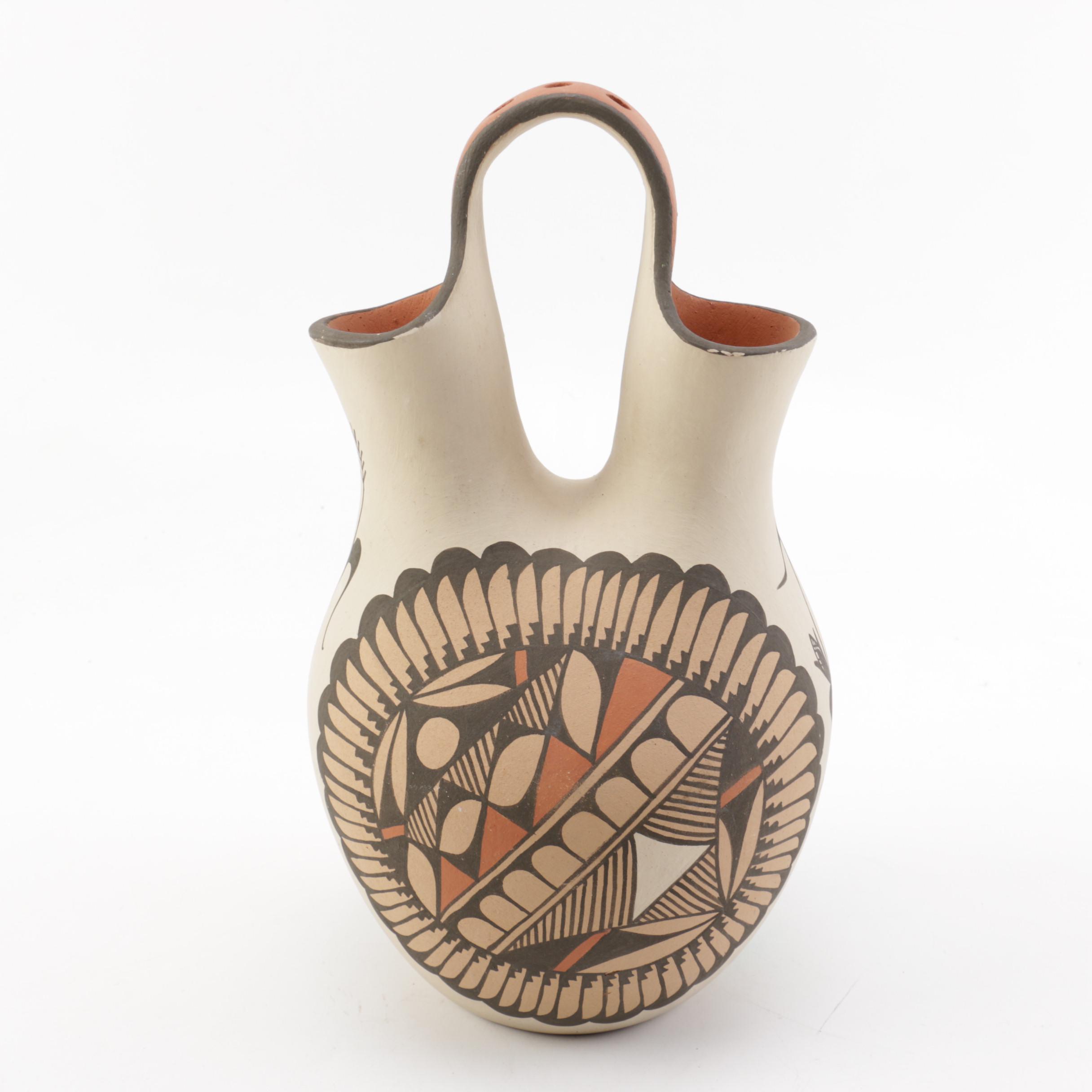 Signed Jemez Pueblo Style Wedding Vase