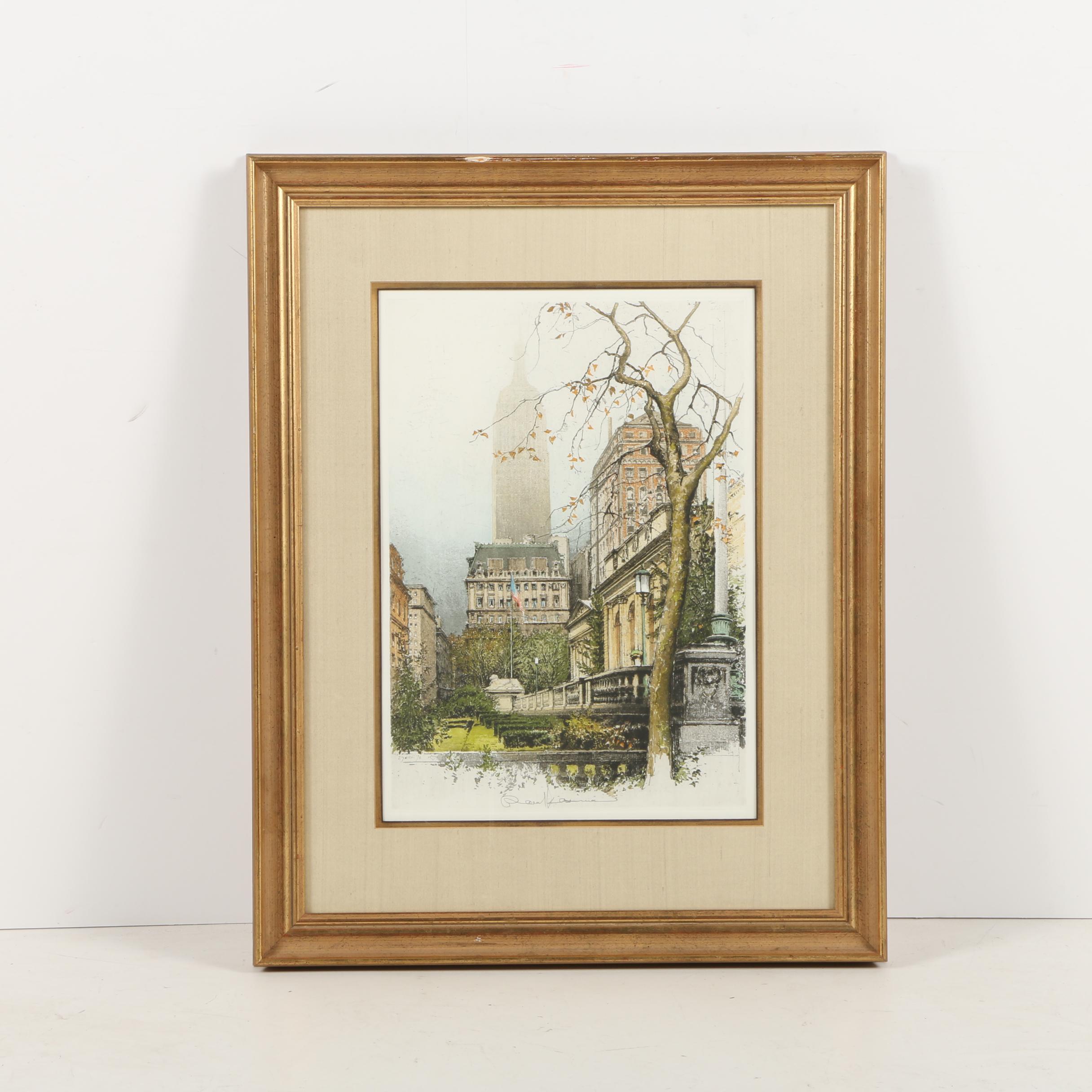 Robert Kasimir Etching with Aquatint "New York, Empire State Building"