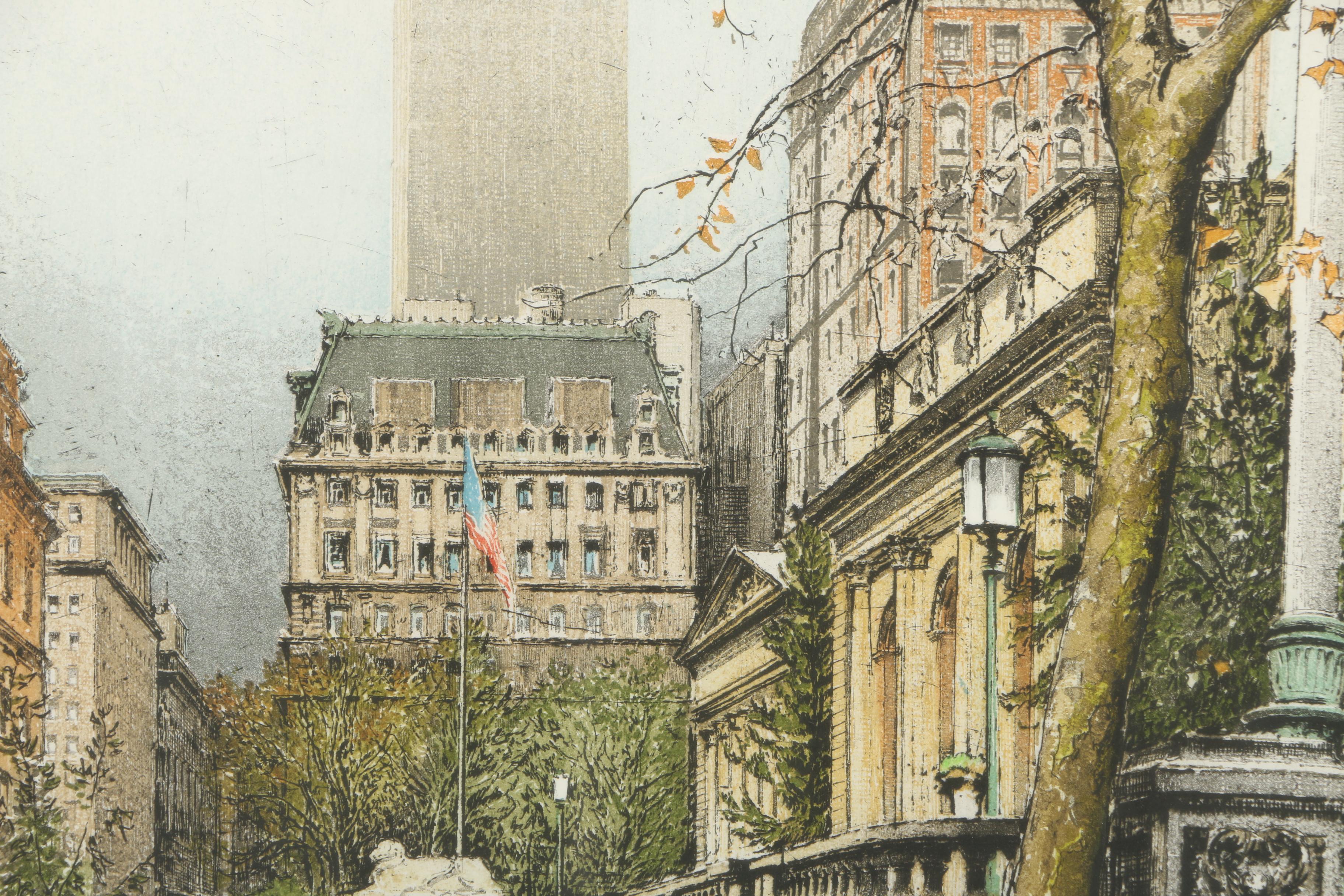 Robert Kasimir Etching with Aquatint "New York, Empire State Building"