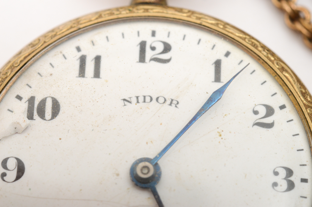Nidor Vintage 14K Gold Filled Pocket Watch