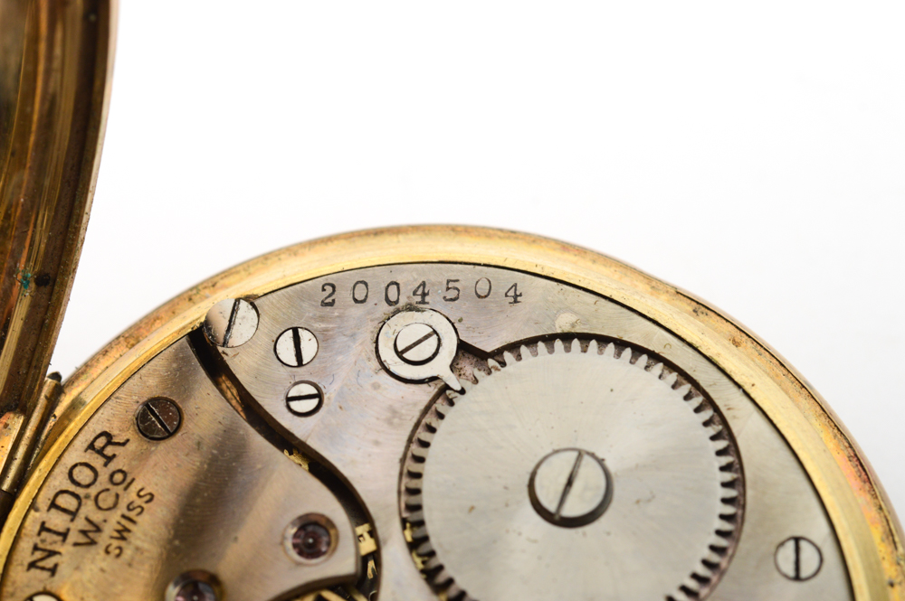 Nidor Vintage 14K Gold Filled Pocket Watch