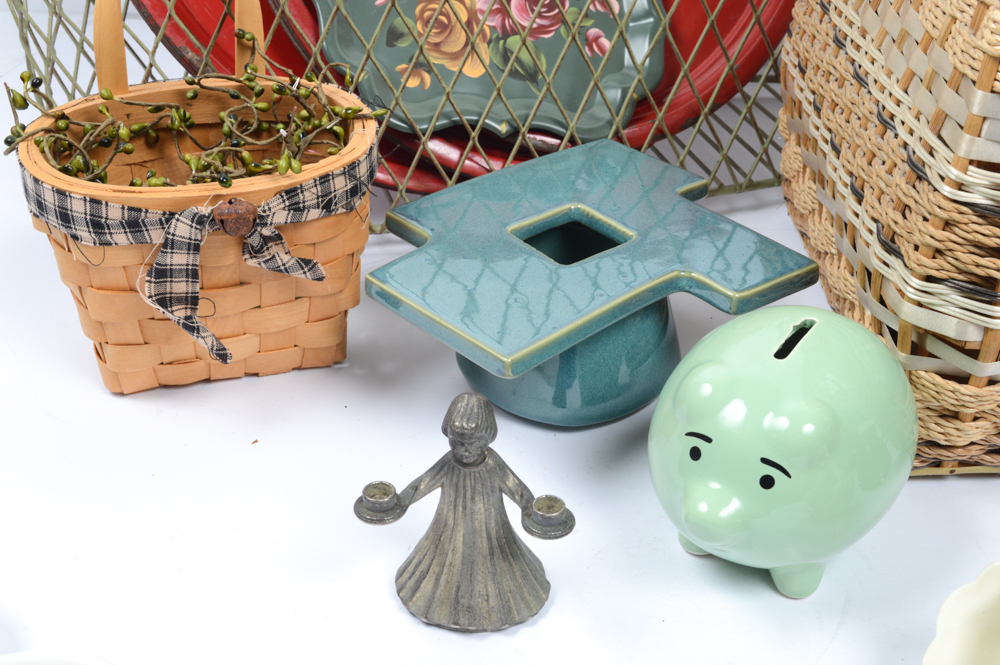 Home Decor Featuring Globe and Vintage Sewing Basket